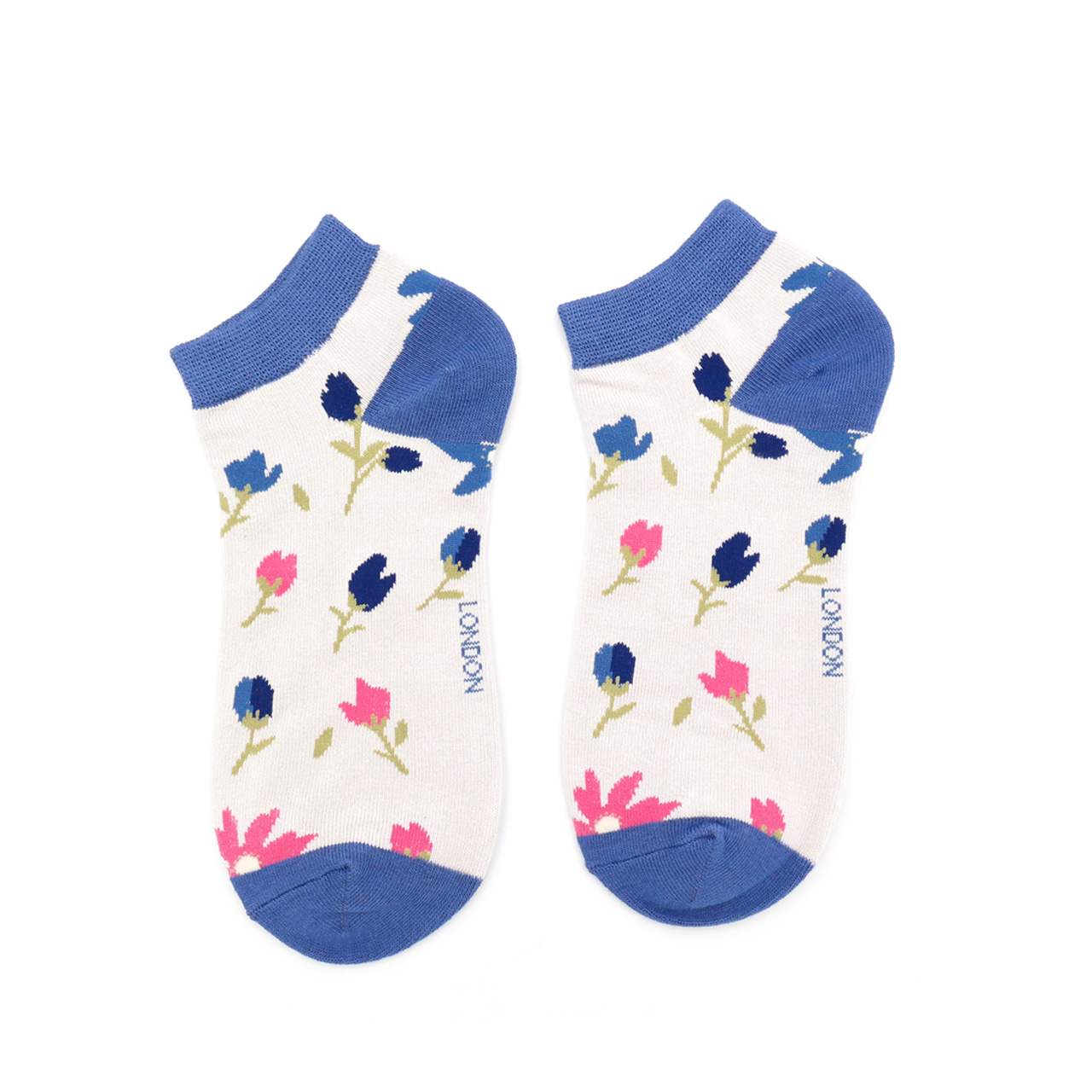 Miss Sparrow Socken low Blümchen silber