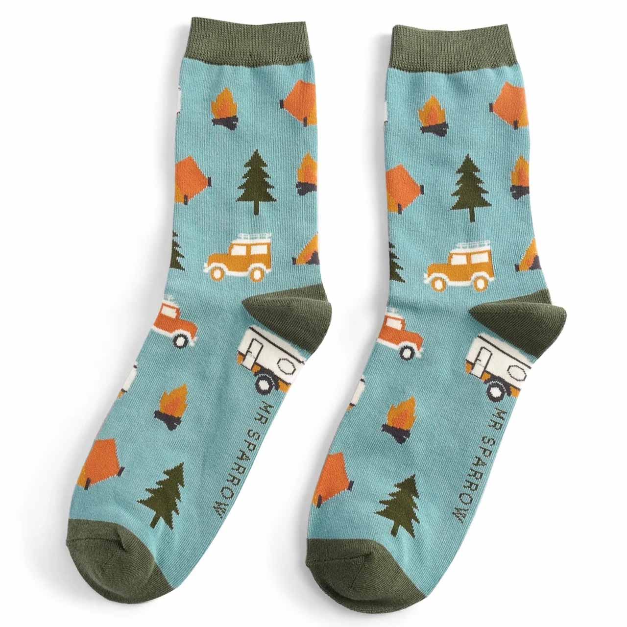 Mr. Sparrow Socken Camping hellblau