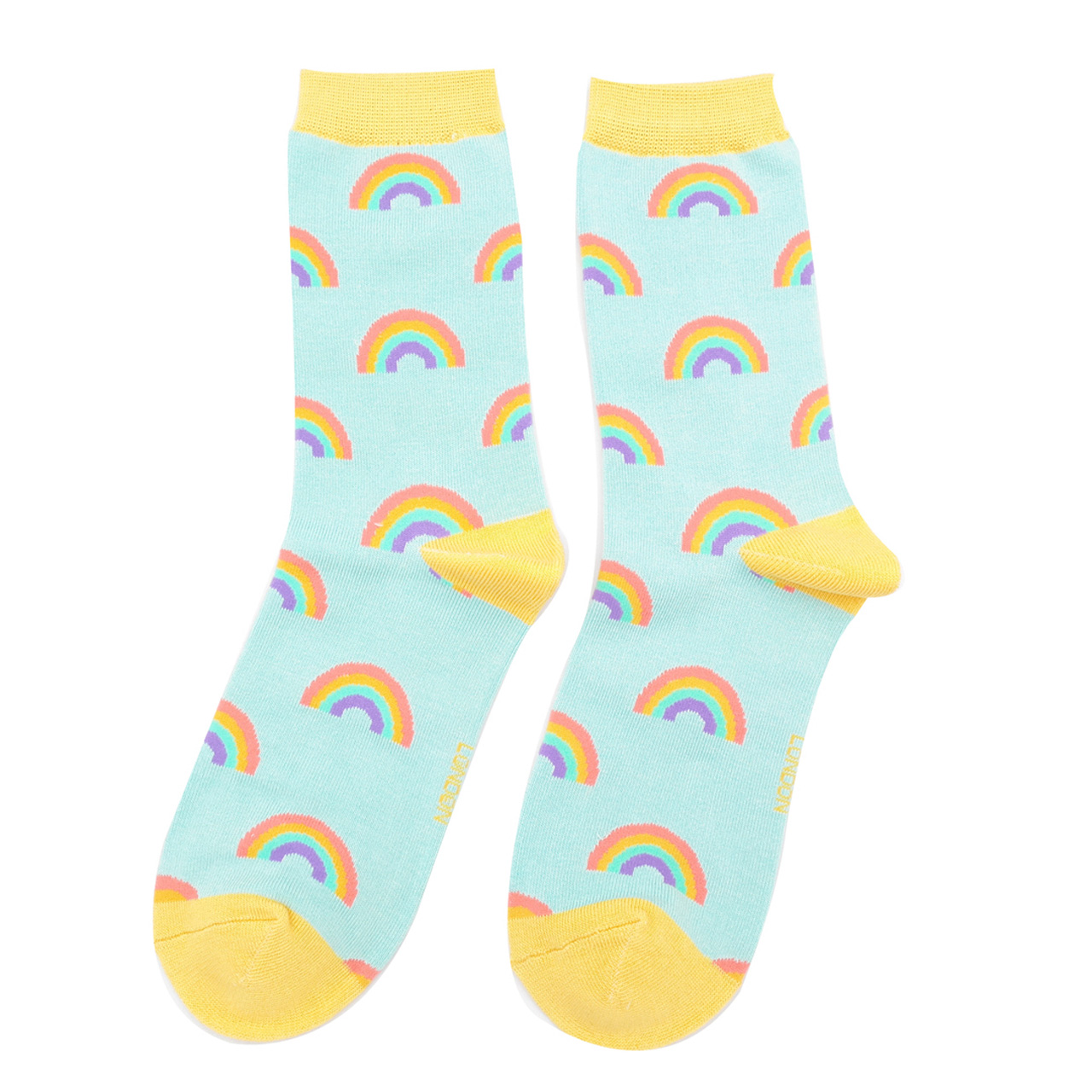 Miss Sparrow Socken Regenbogen hellblau