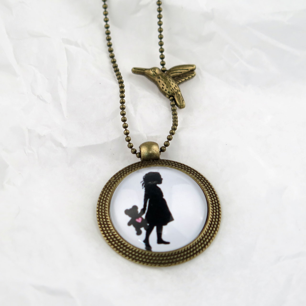 Medaillon-Halskette Teddy-Herz