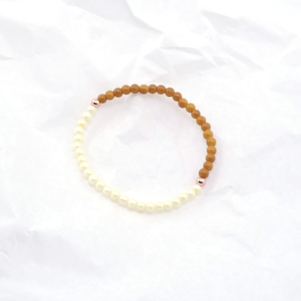 Armkette Glasperlen rund ocker-pearl