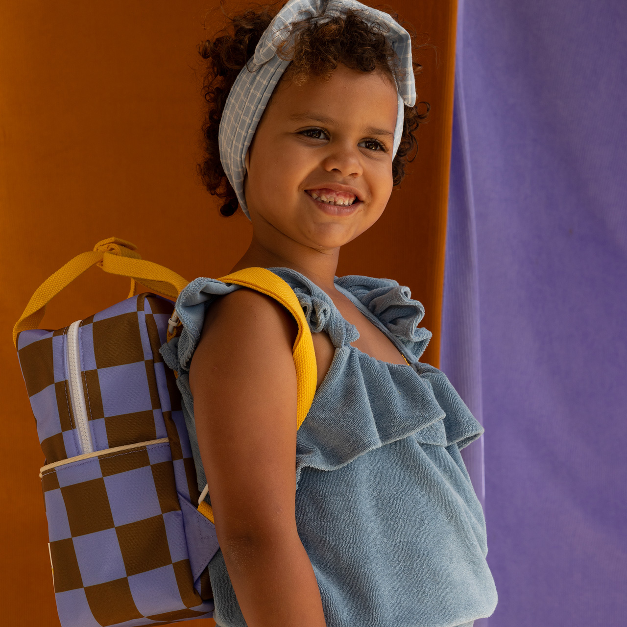 Sticky Lemon Kinder-Rucksack karo lila Model