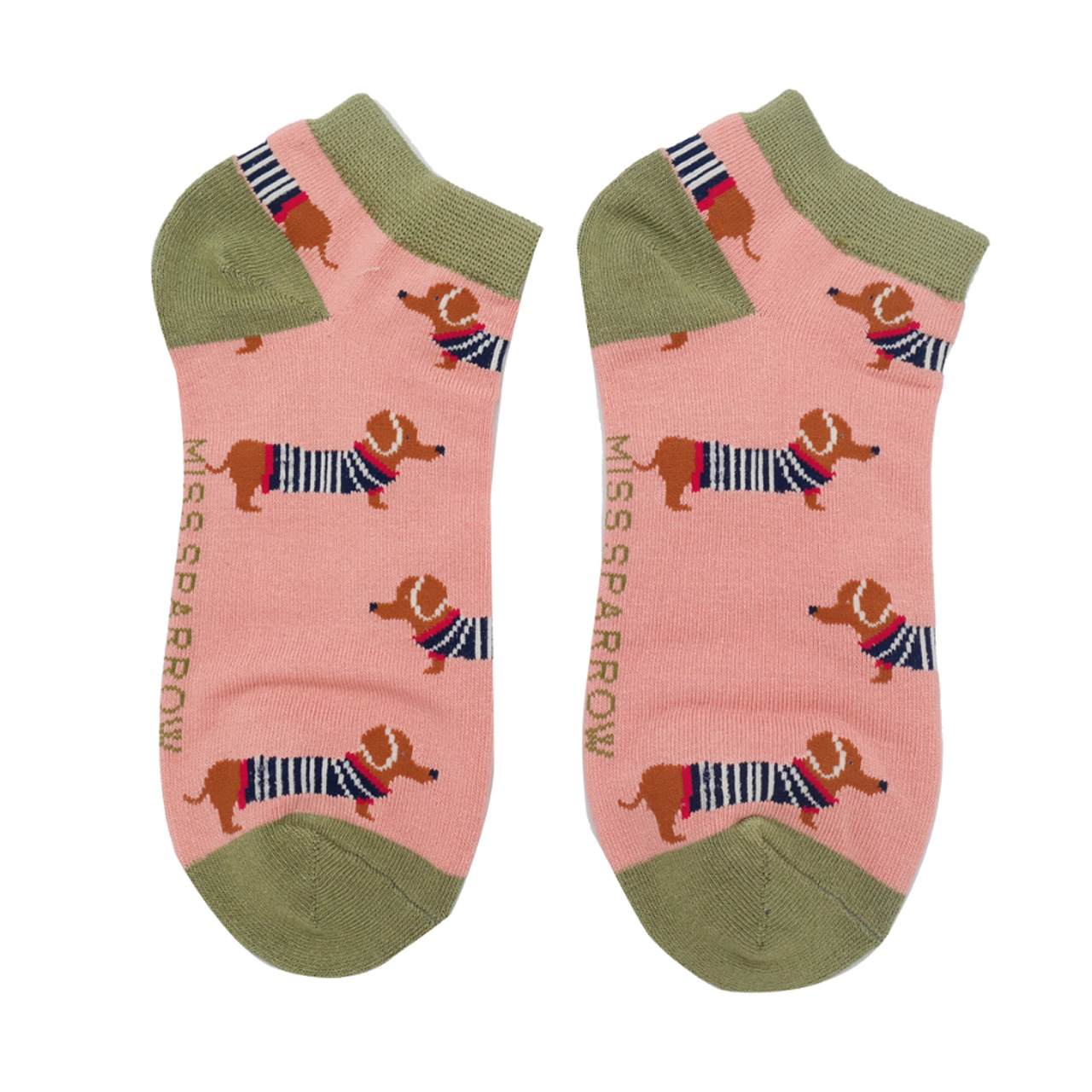 Miss Sparrow Socken low Dackel rosa