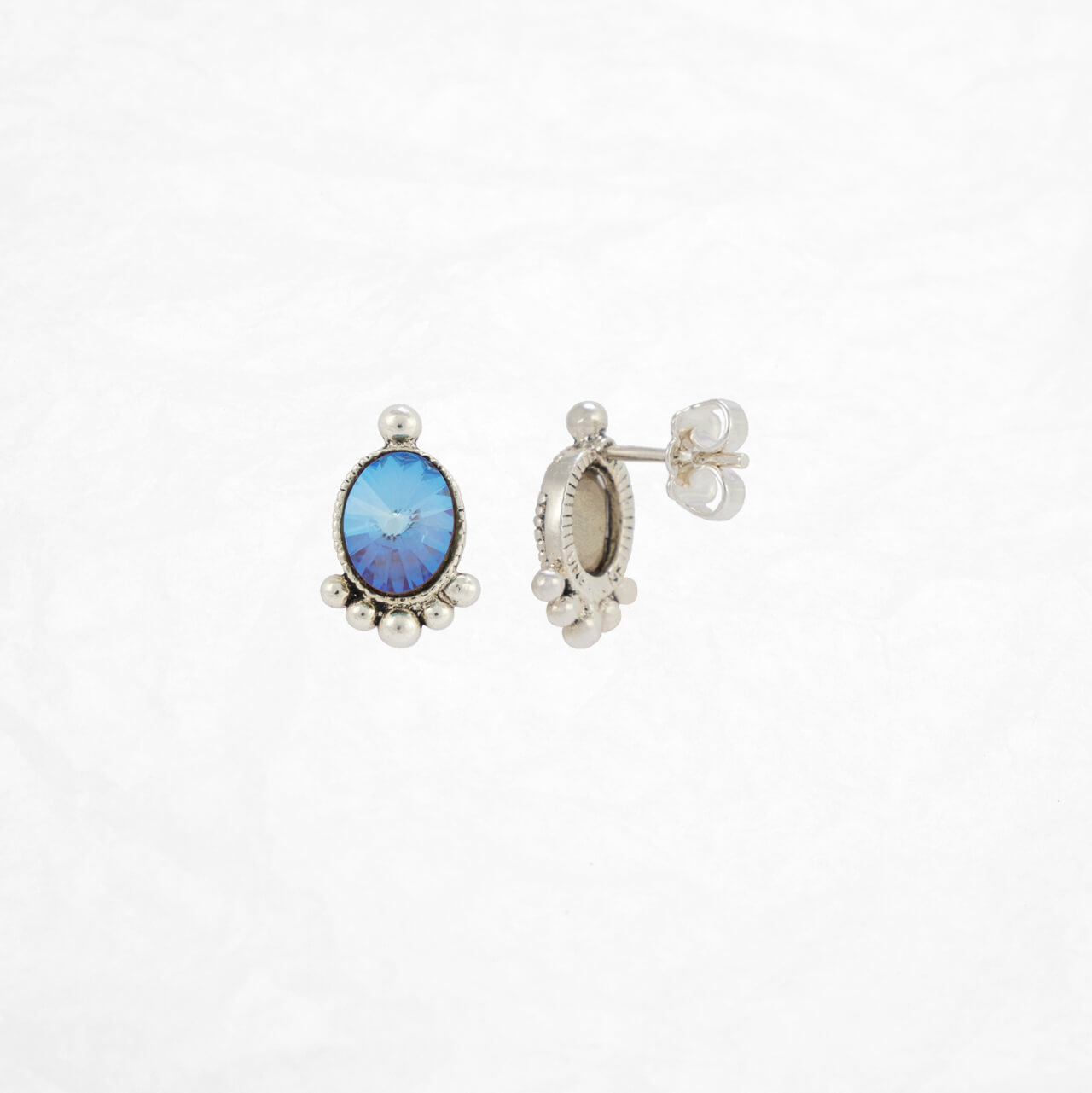 Une Ligne Ohrstecker oval versilbert army green front + back