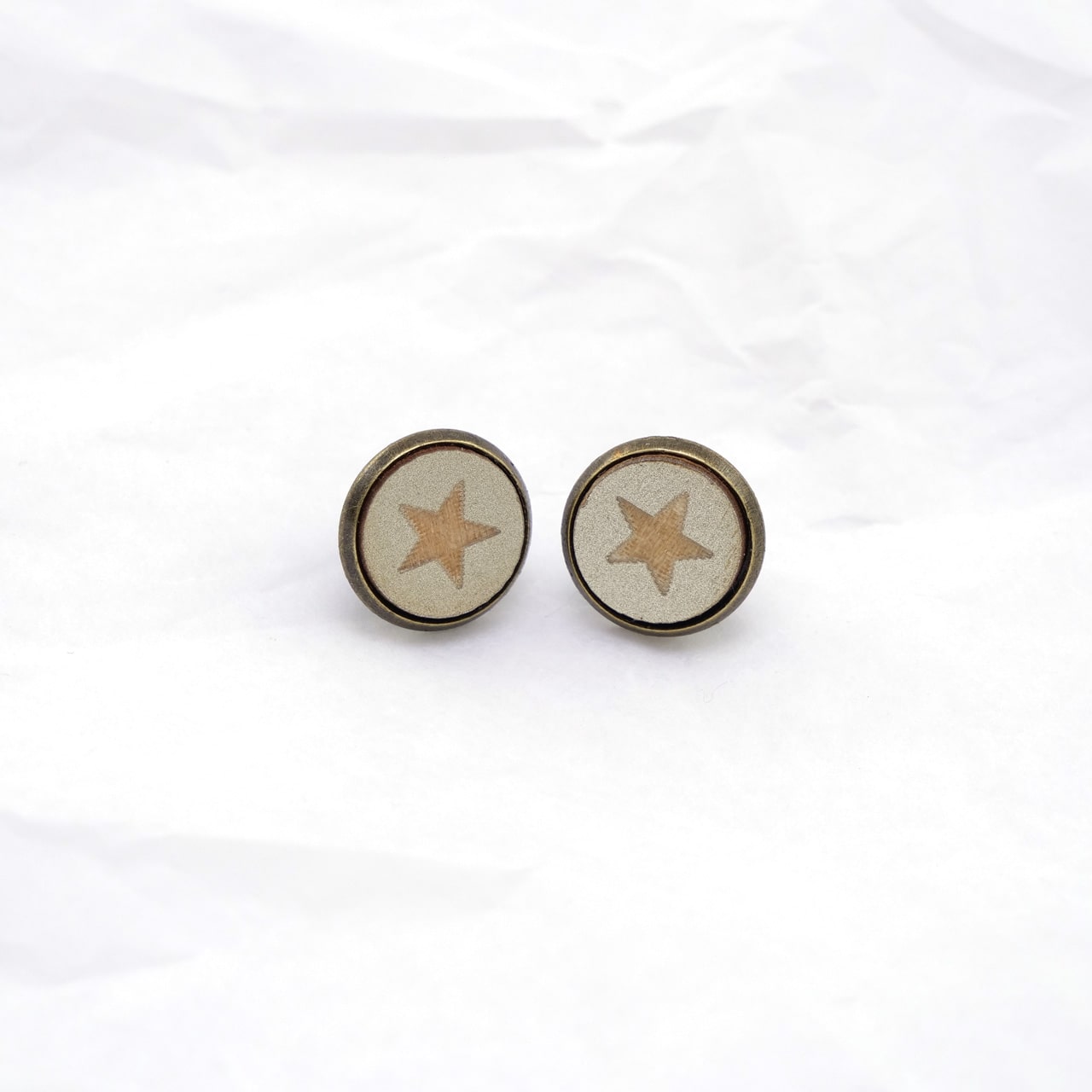 Ohrstecker Holz Stern gold front