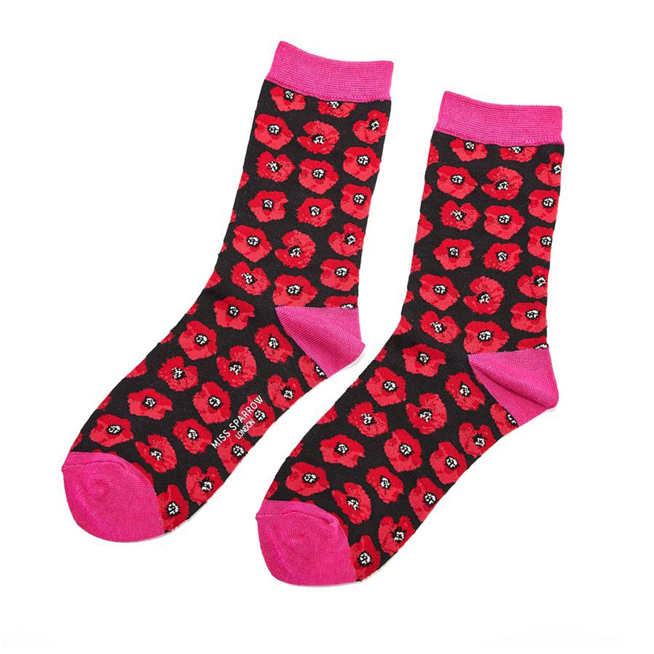 Miss Sparrow Socken Mohn schwarz