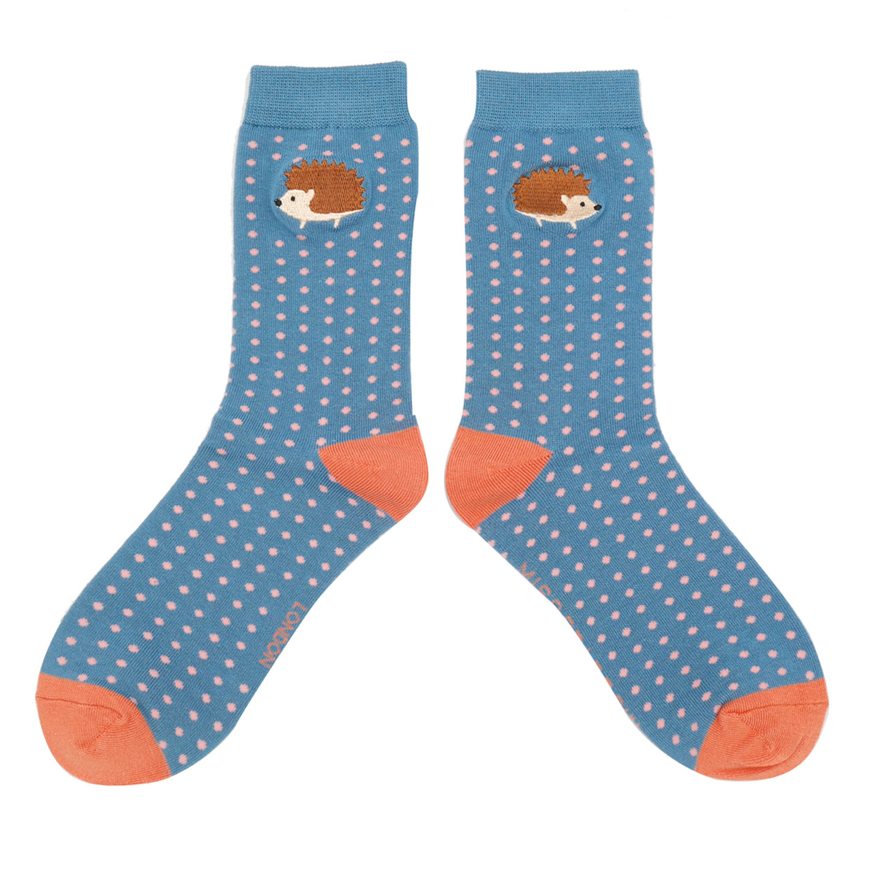 Miss Sparrow Socken Igel gestickt denim