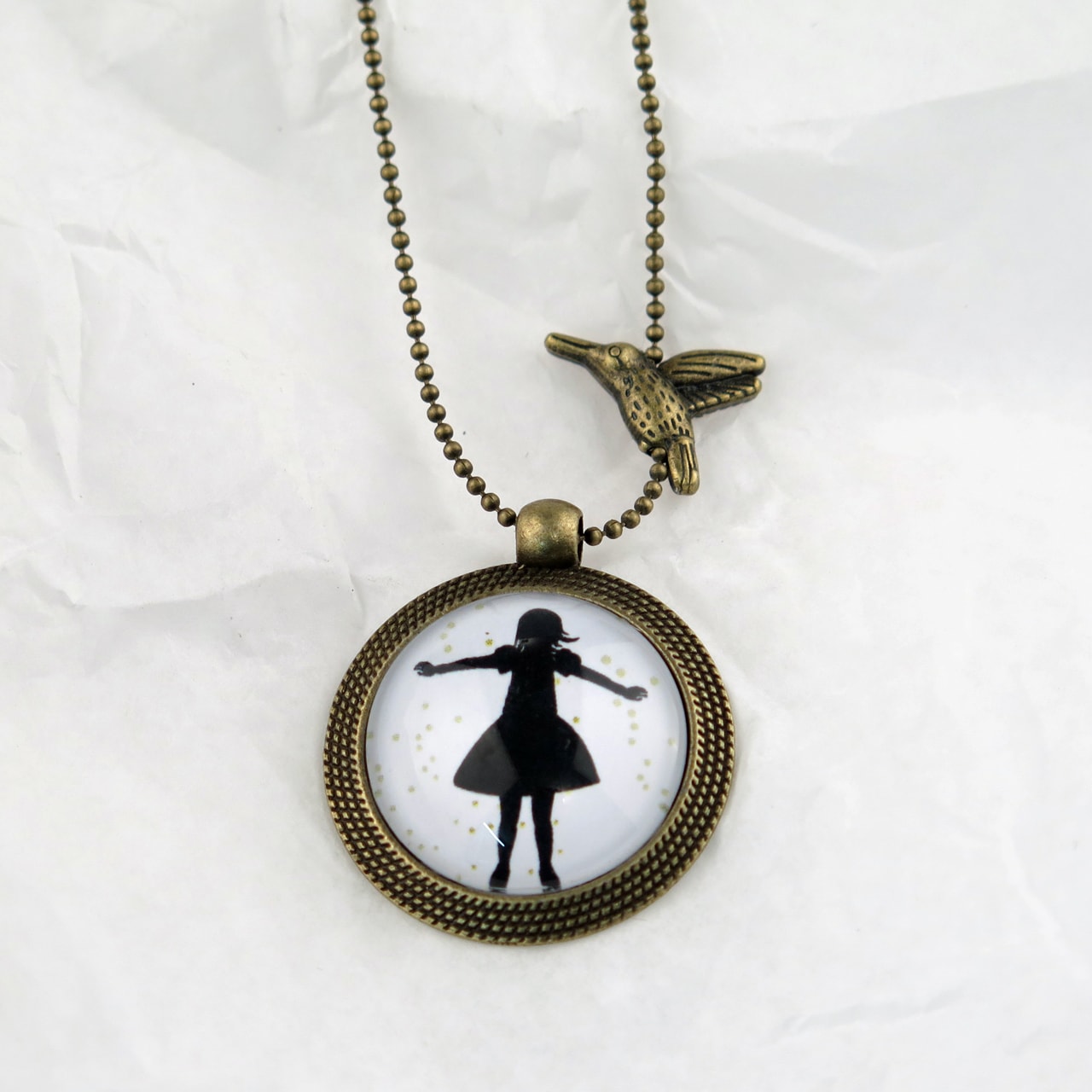 Medaillon-Halskette Mädchen mit Sternen