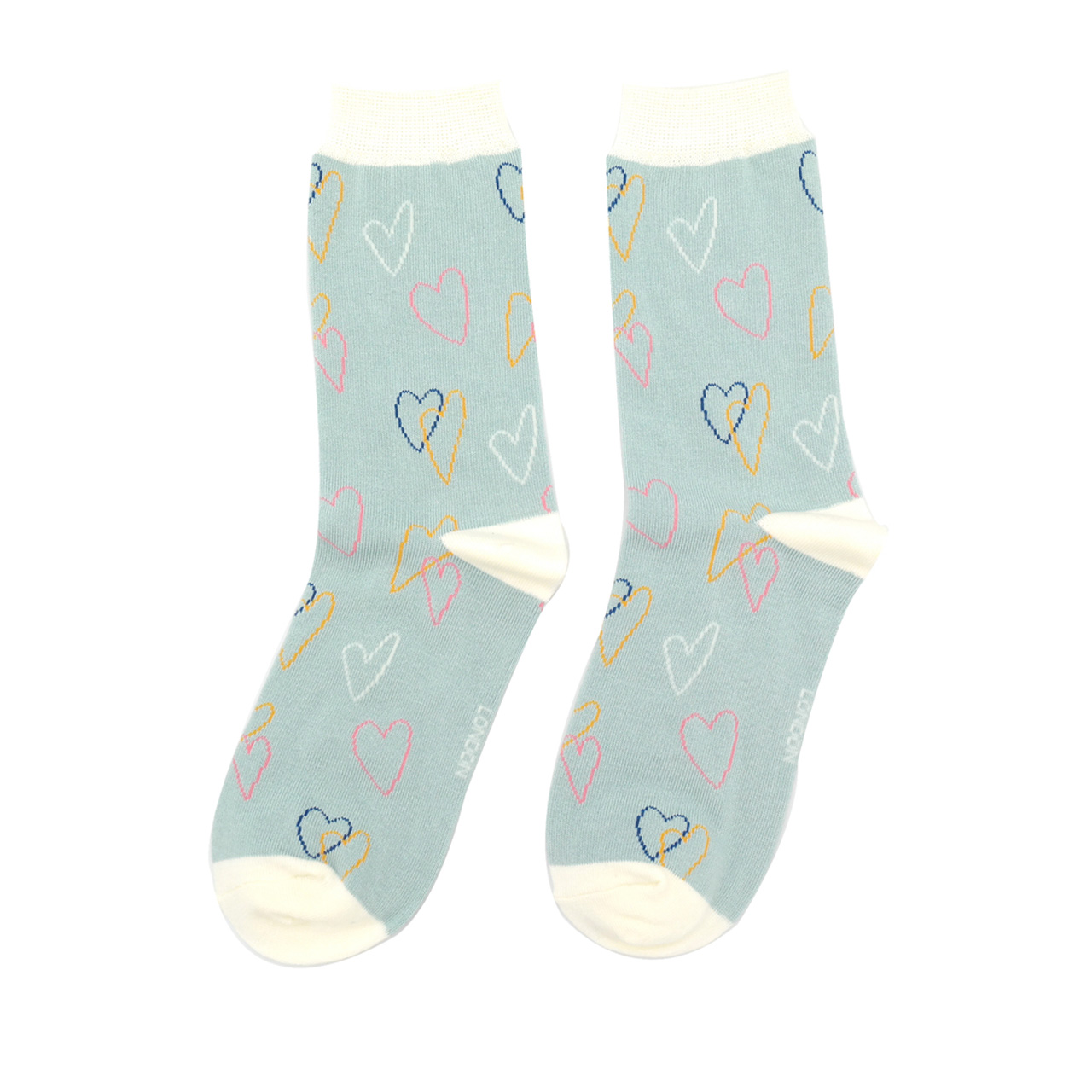 Miss Sparrow Socken Herzen hellblau