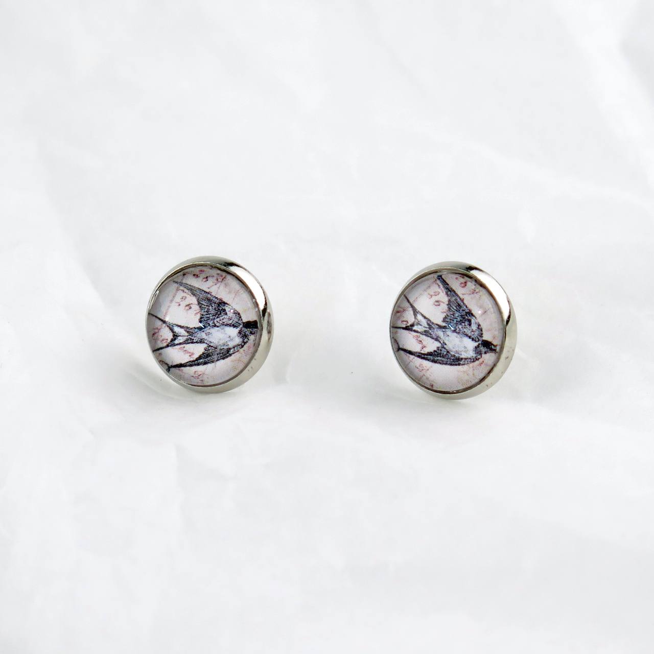 Ohrstecker Cabochon Schwalbe