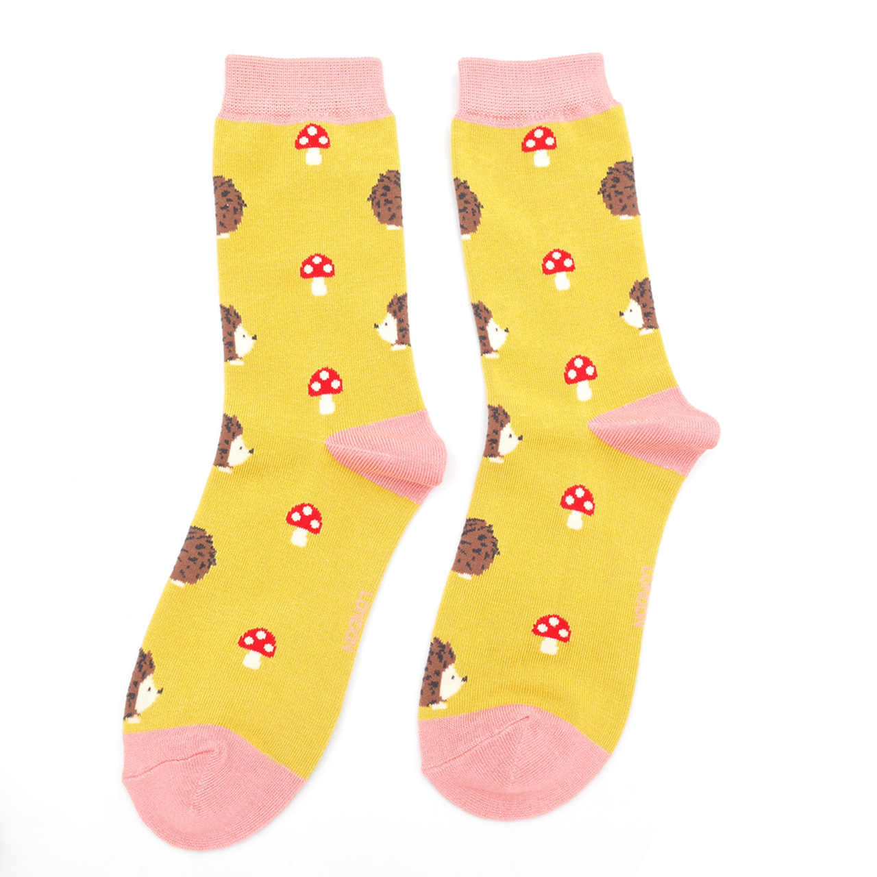 Miss Sparrow Socken Pilze + Igel gelb