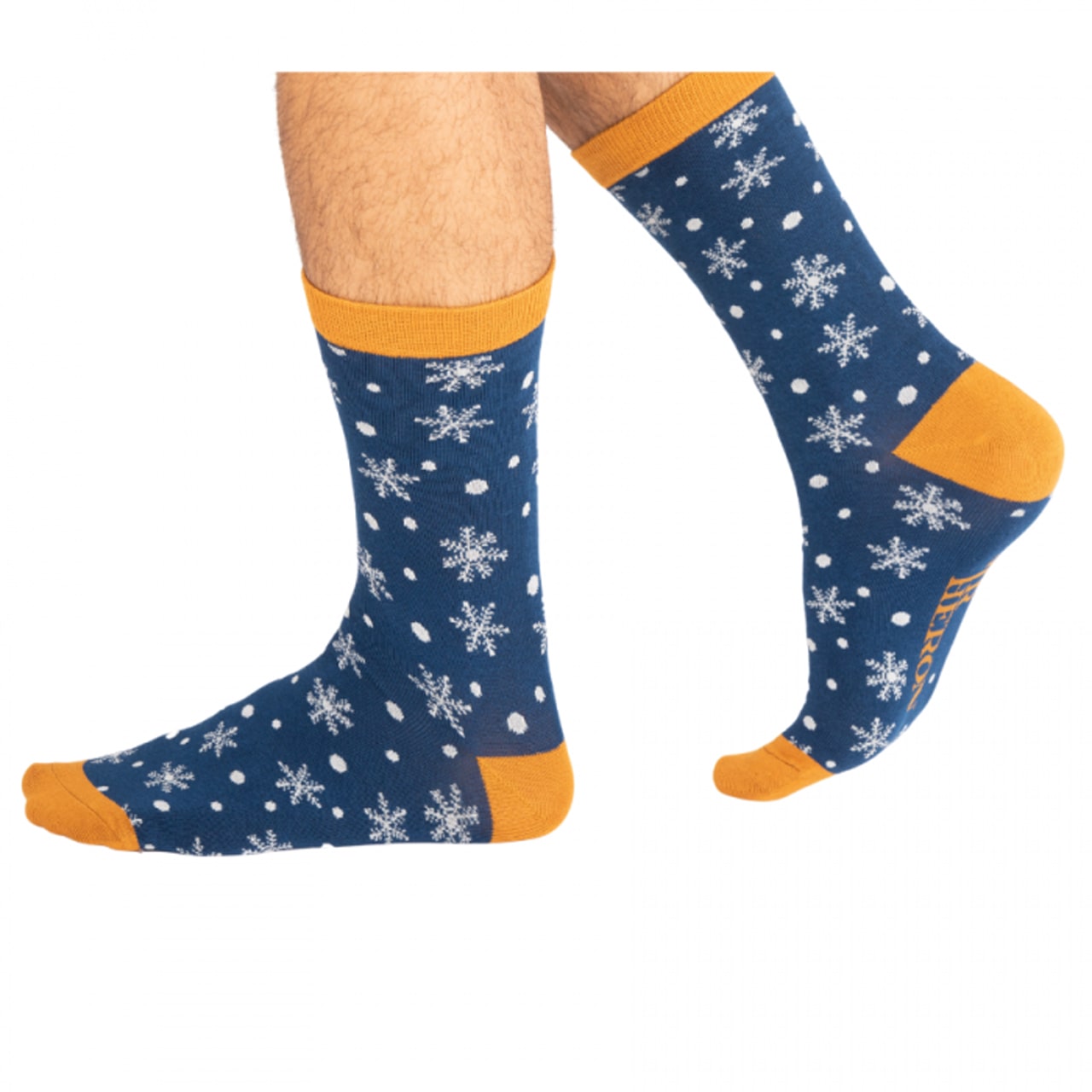 Mr. Heron Socken Schneeflocken blau Model