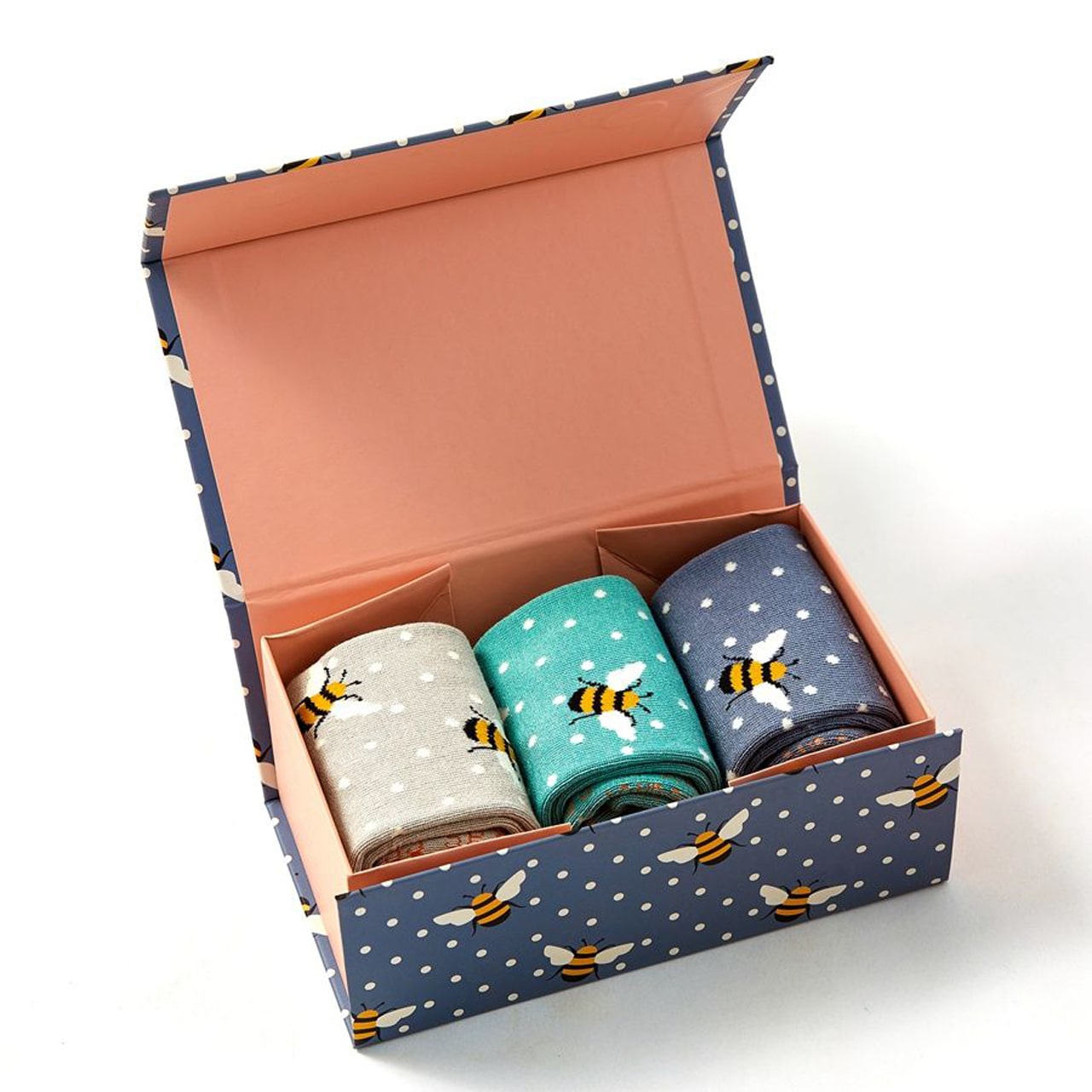 Miss Sparrow Socken Bienen 3er Set Box offen