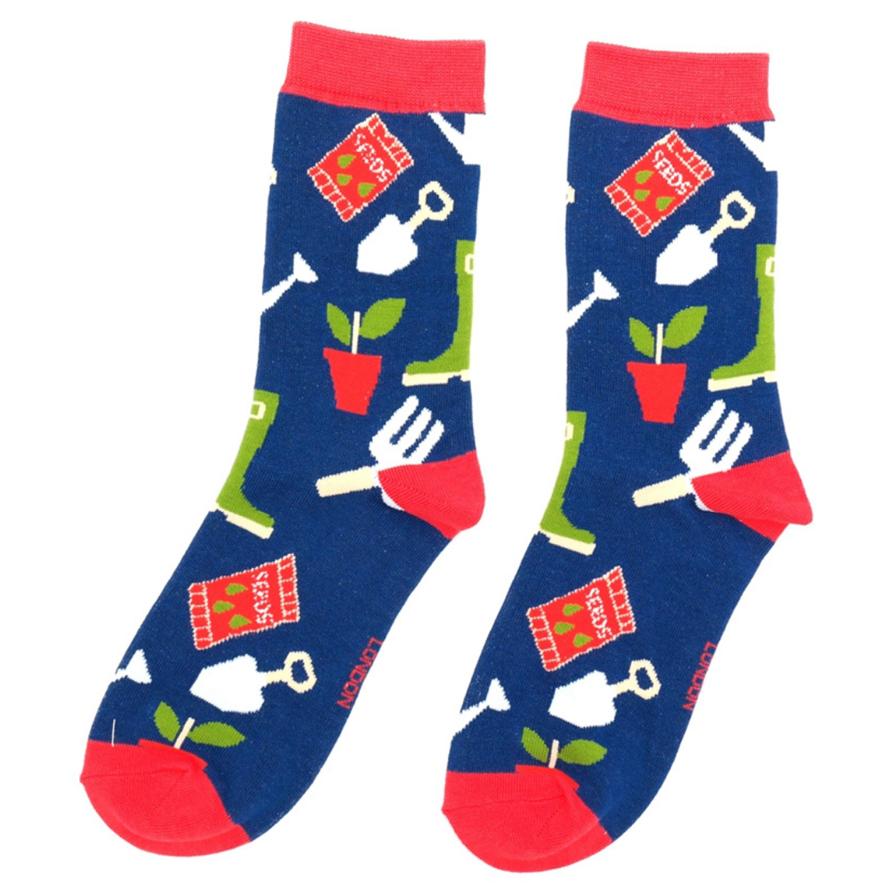 Miss Sparrow Socken Gartenwerkzeuge navy