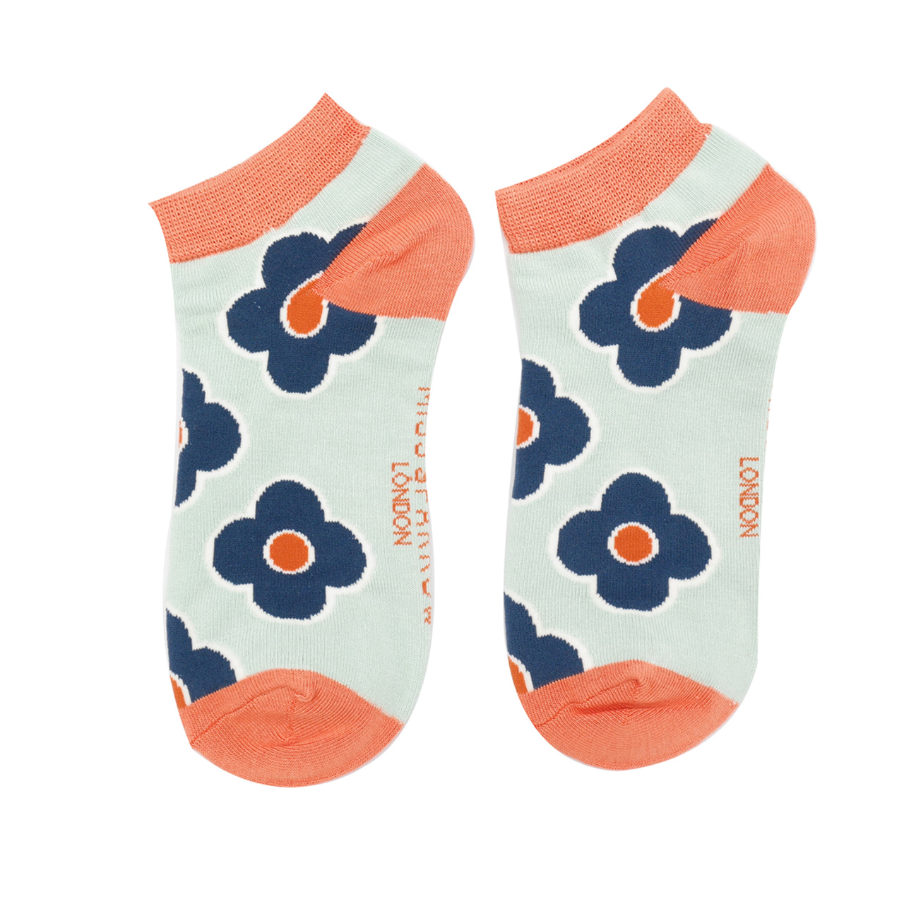 Miss Sparrow Socken low Retro-Blumen hellblau