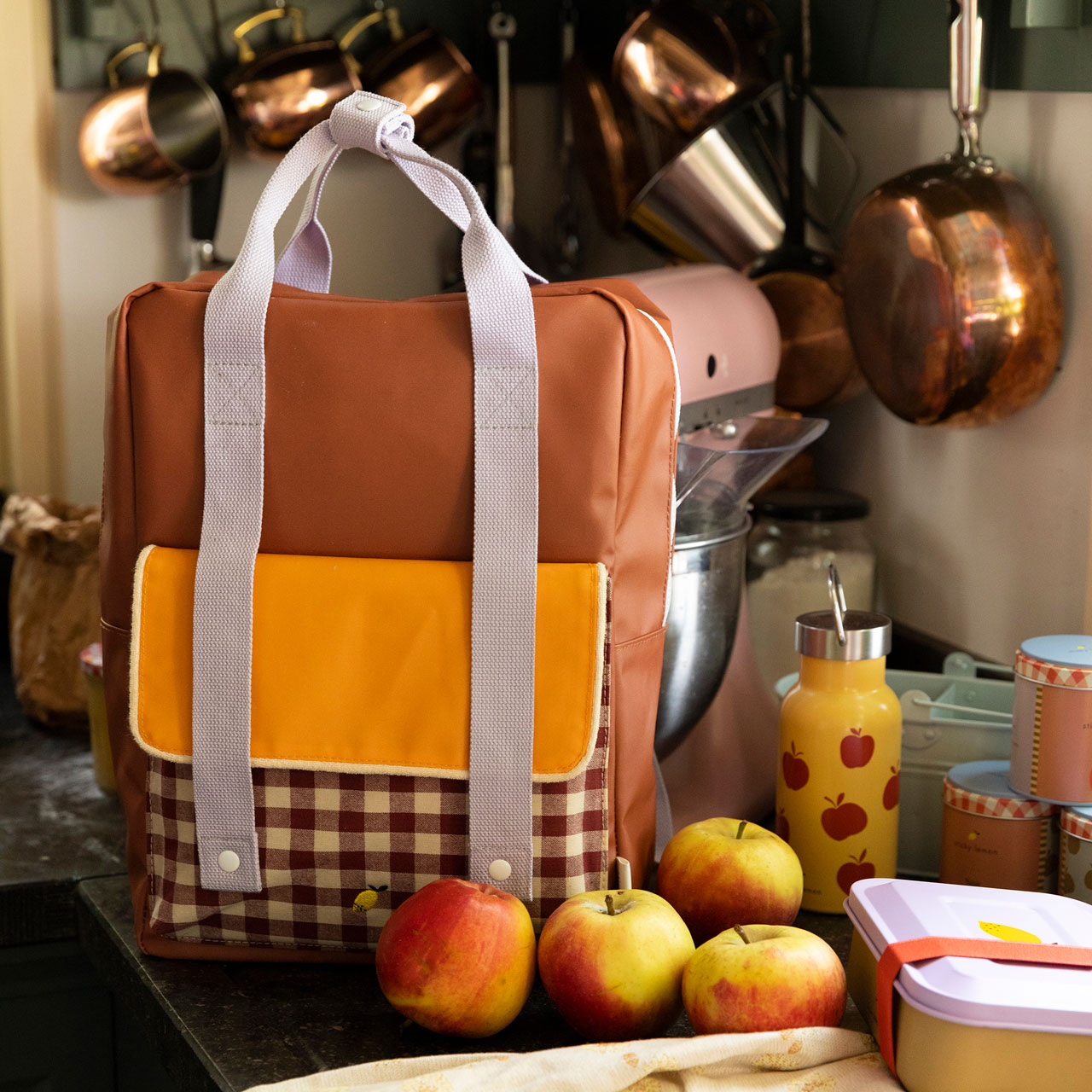 Sticky Lemon Rucksack gingham chocolate mood 2
