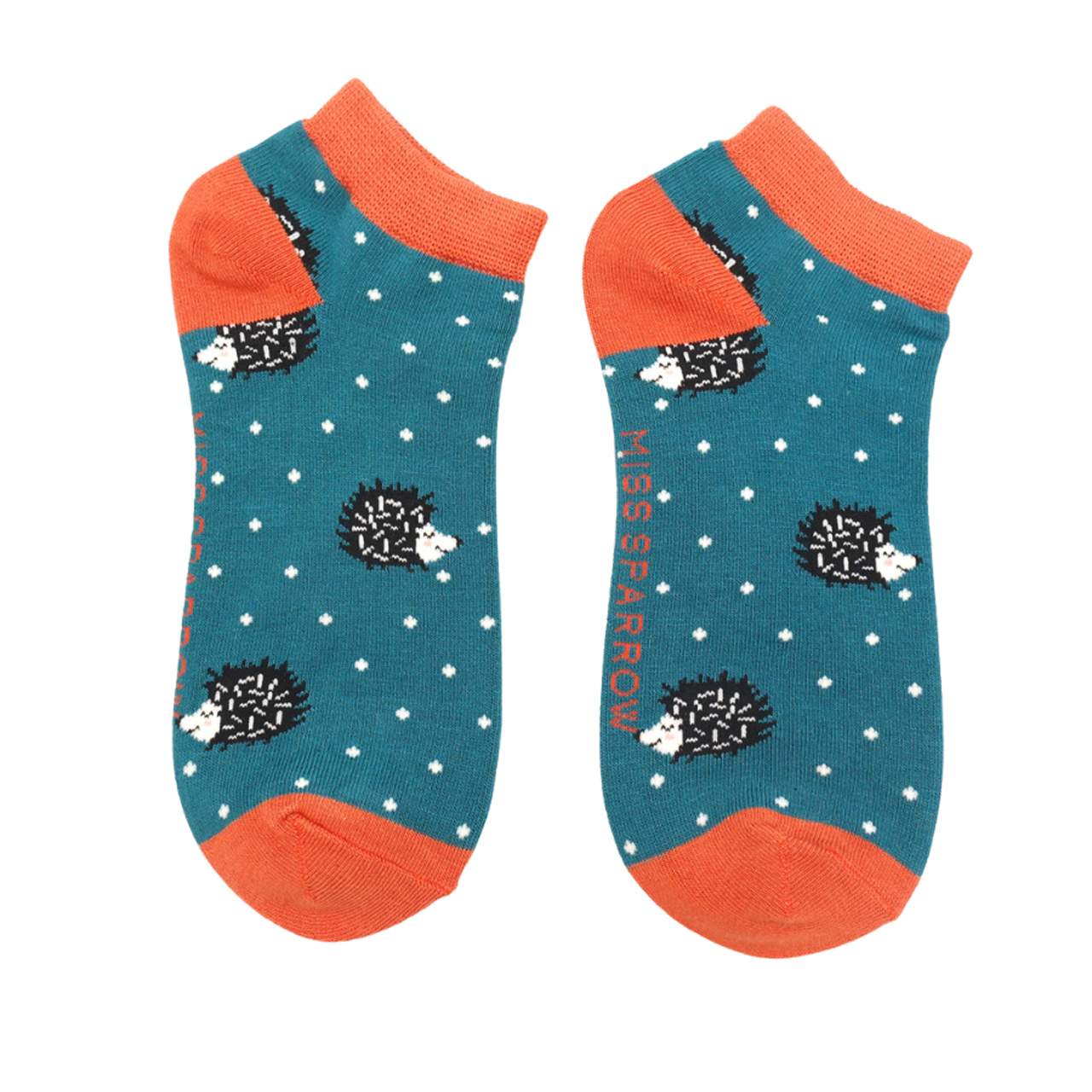 Miss Sparrow Socken low Igel blaugruen