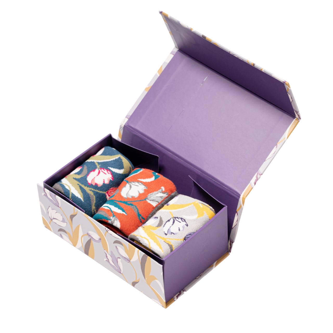 Miss Sparrow Socken Tulpen 3er Set Box offen