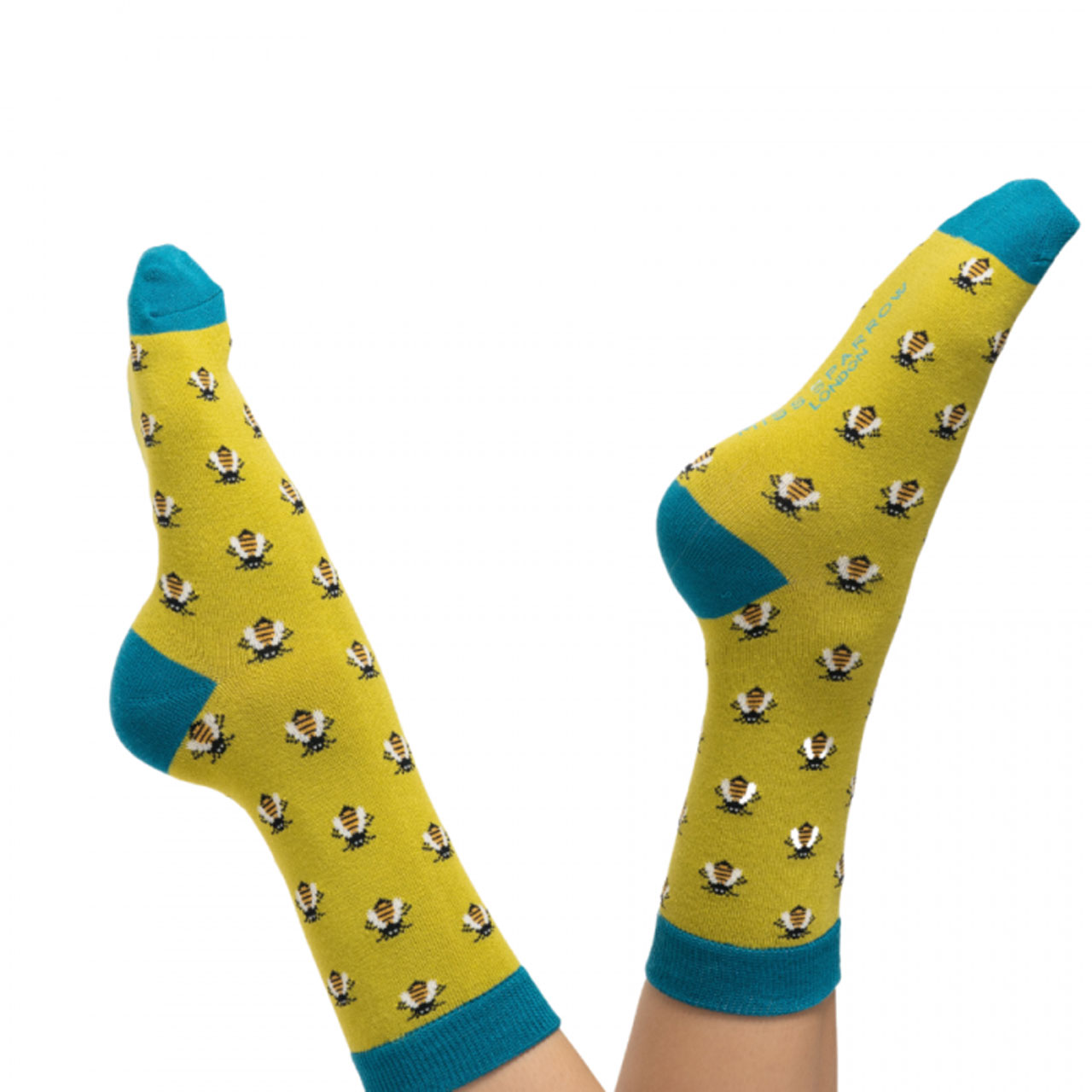 Miss Sparrow Socken Bienen lime Model