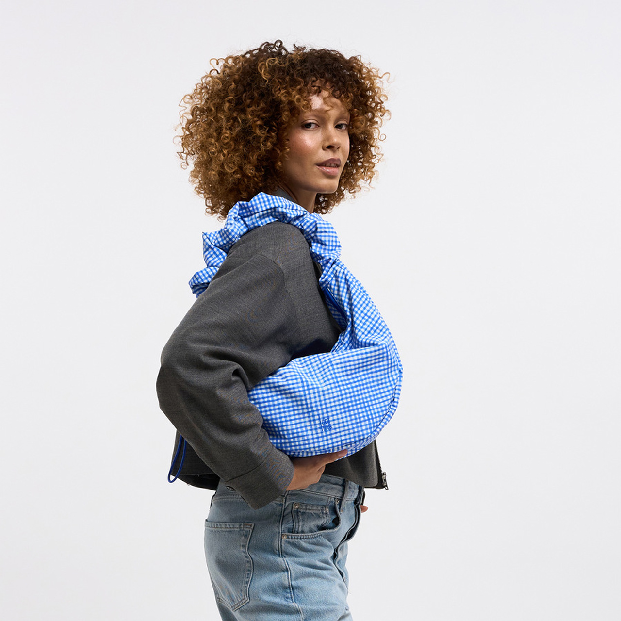 GOT BAG Moon Bag ruffle vichy cobalt Model 2