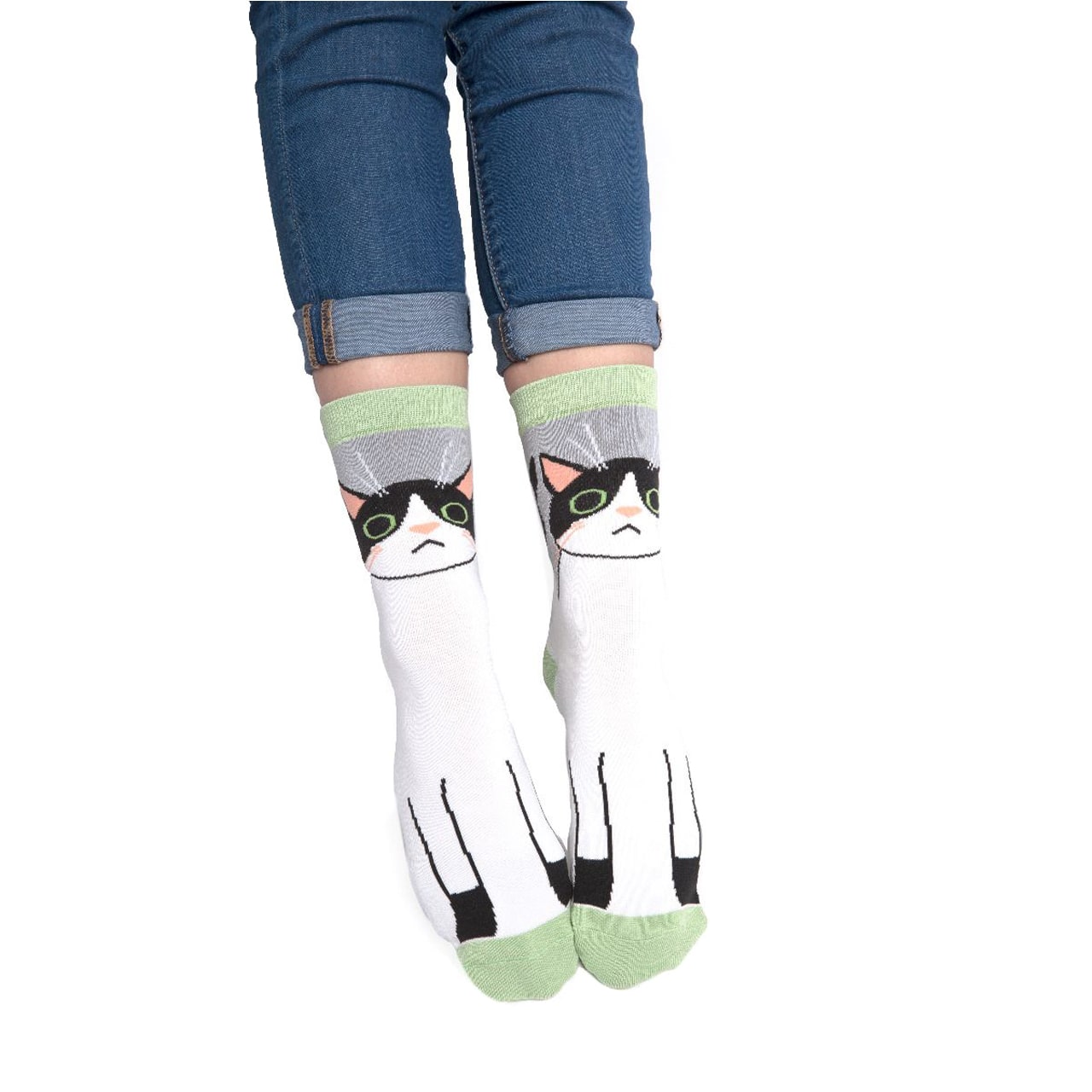 Miss Sparrow Socken Katze weiss parallel