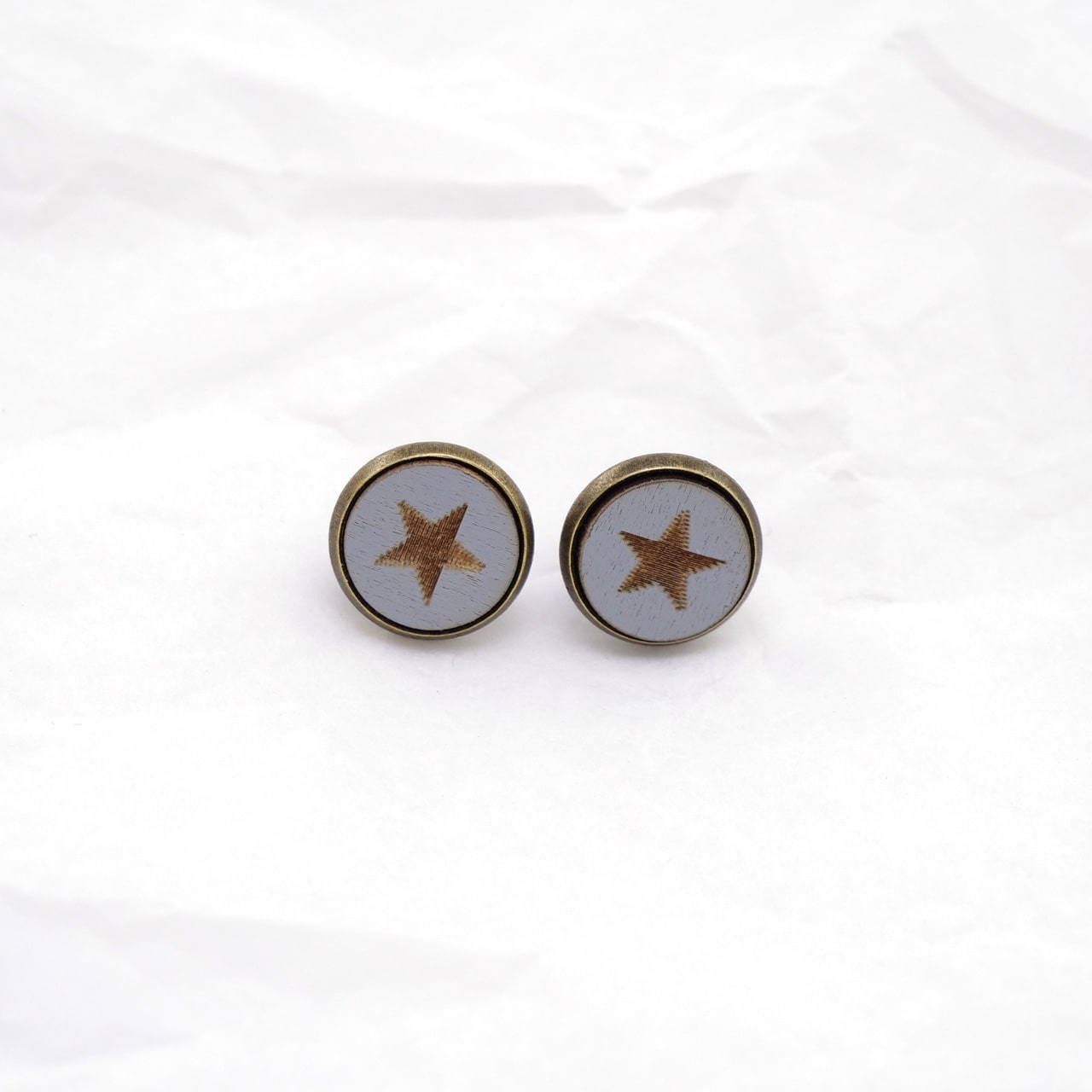 Ohrstecker Holz Stern grau front