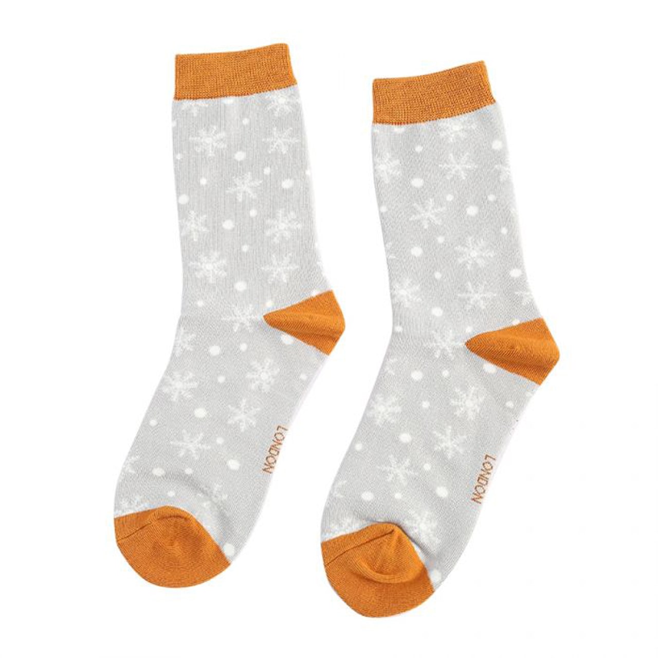 Miss Sparrow Socken Schneeflocken grau