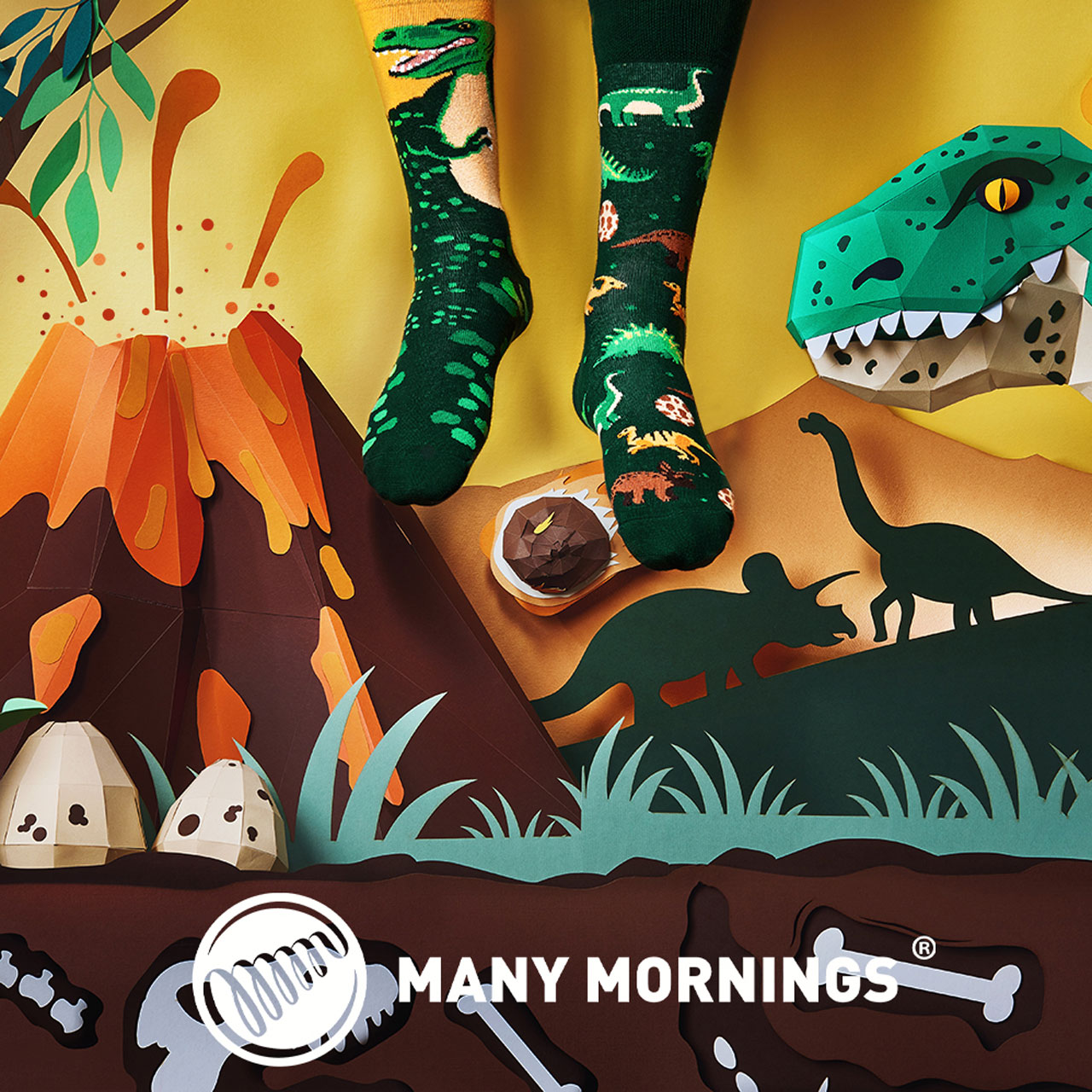Many Mornings Socken Dinosaurs Style