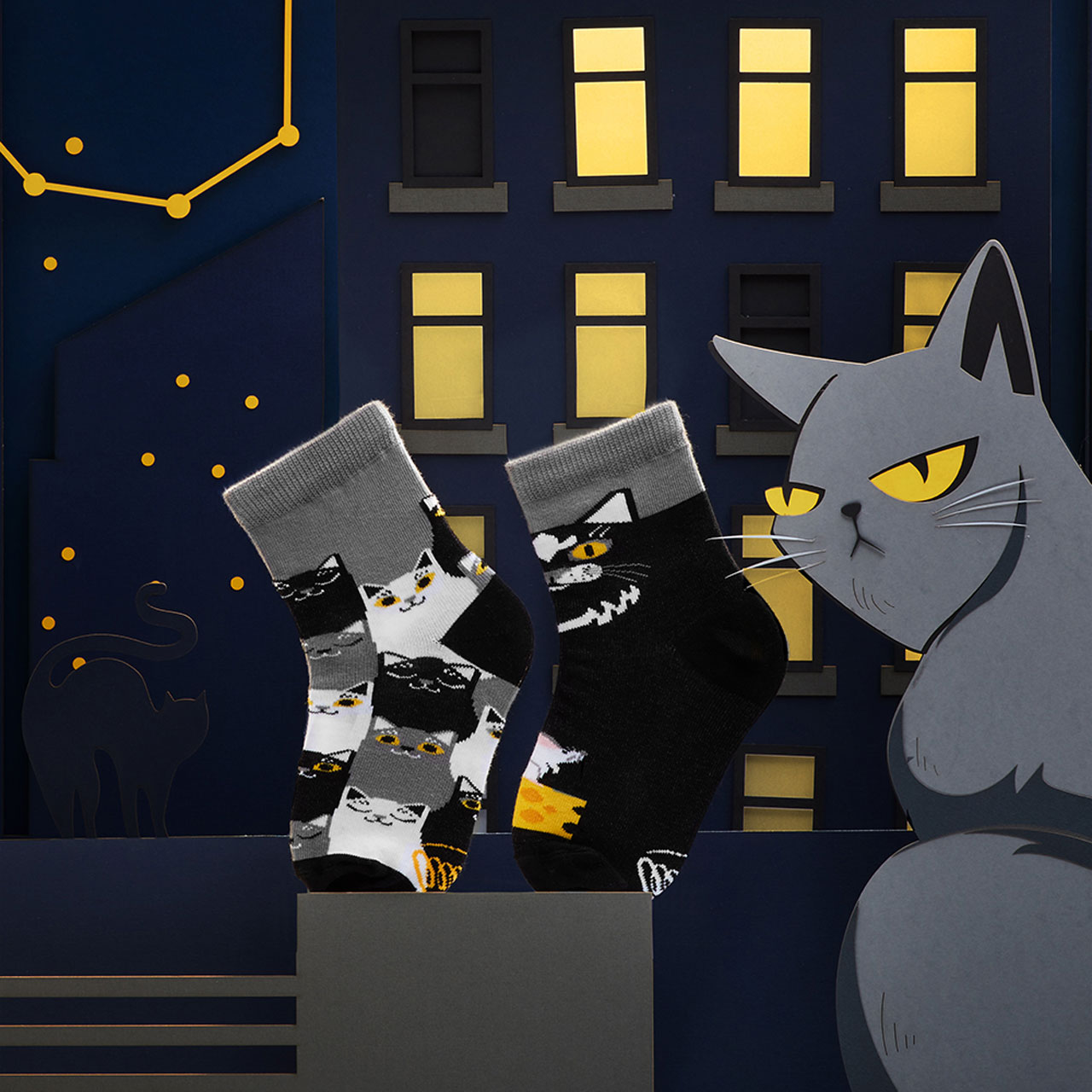 Many Mornings Kids Socken Black Cat Style