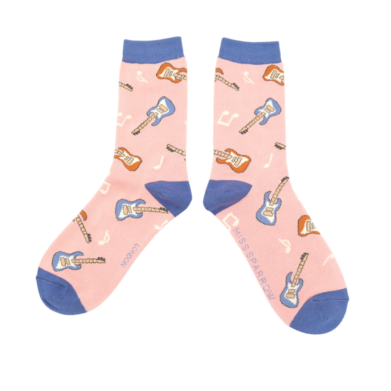 Miss Sparrow Socken Gitarren rosa