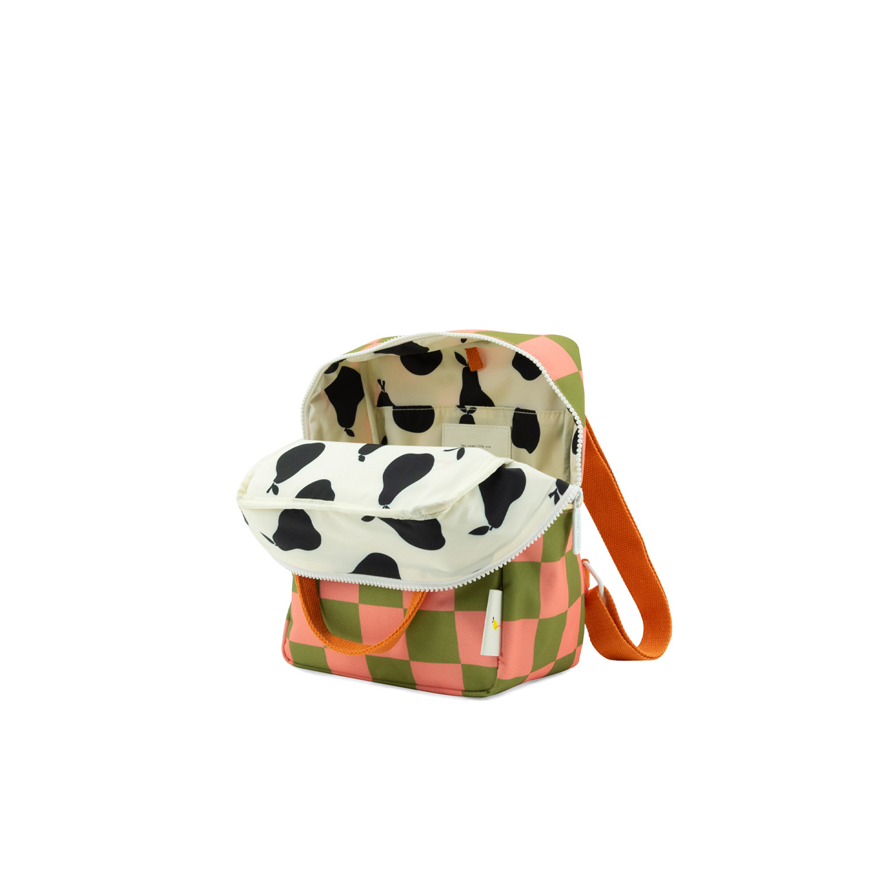 Sticky Lemon Kinder-Rucksack karo grün offen