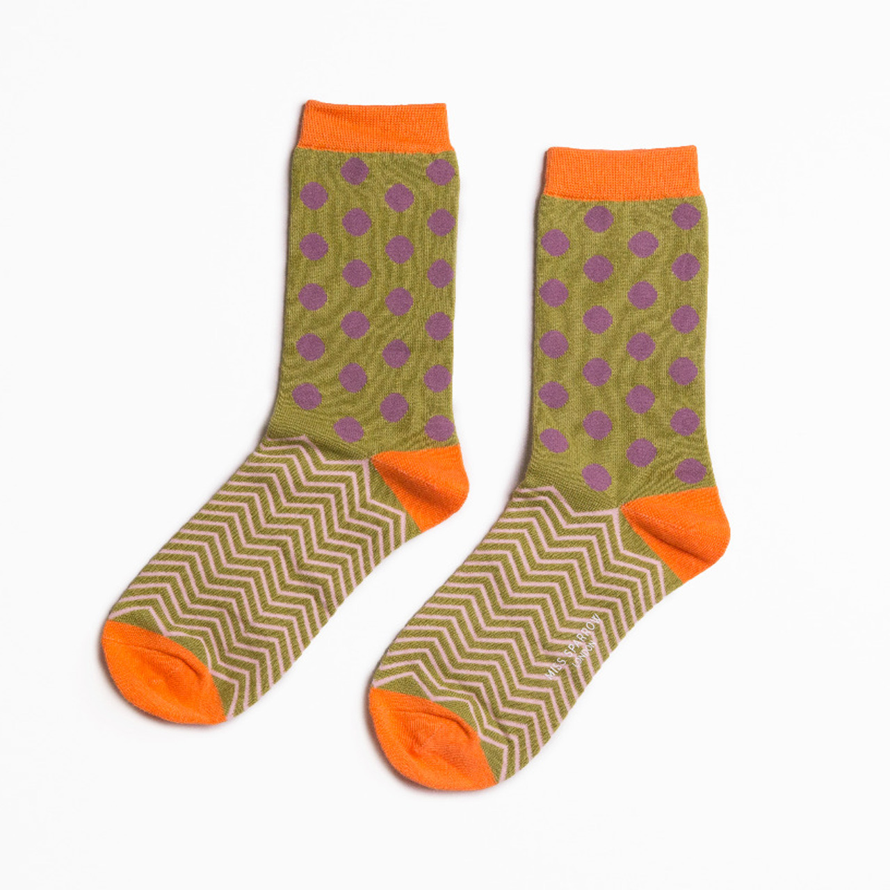 Miss Sparrow Socken Punkte grün