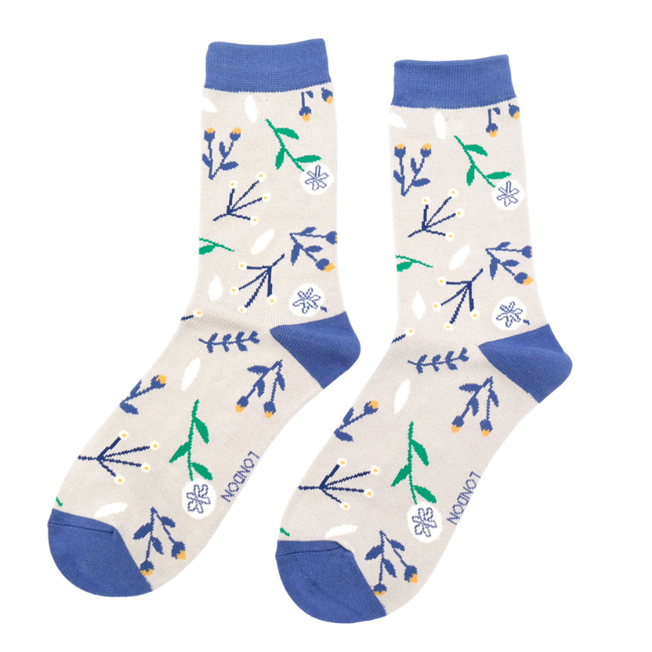 Miss Sparrow Socken Blumen abstrakt grau