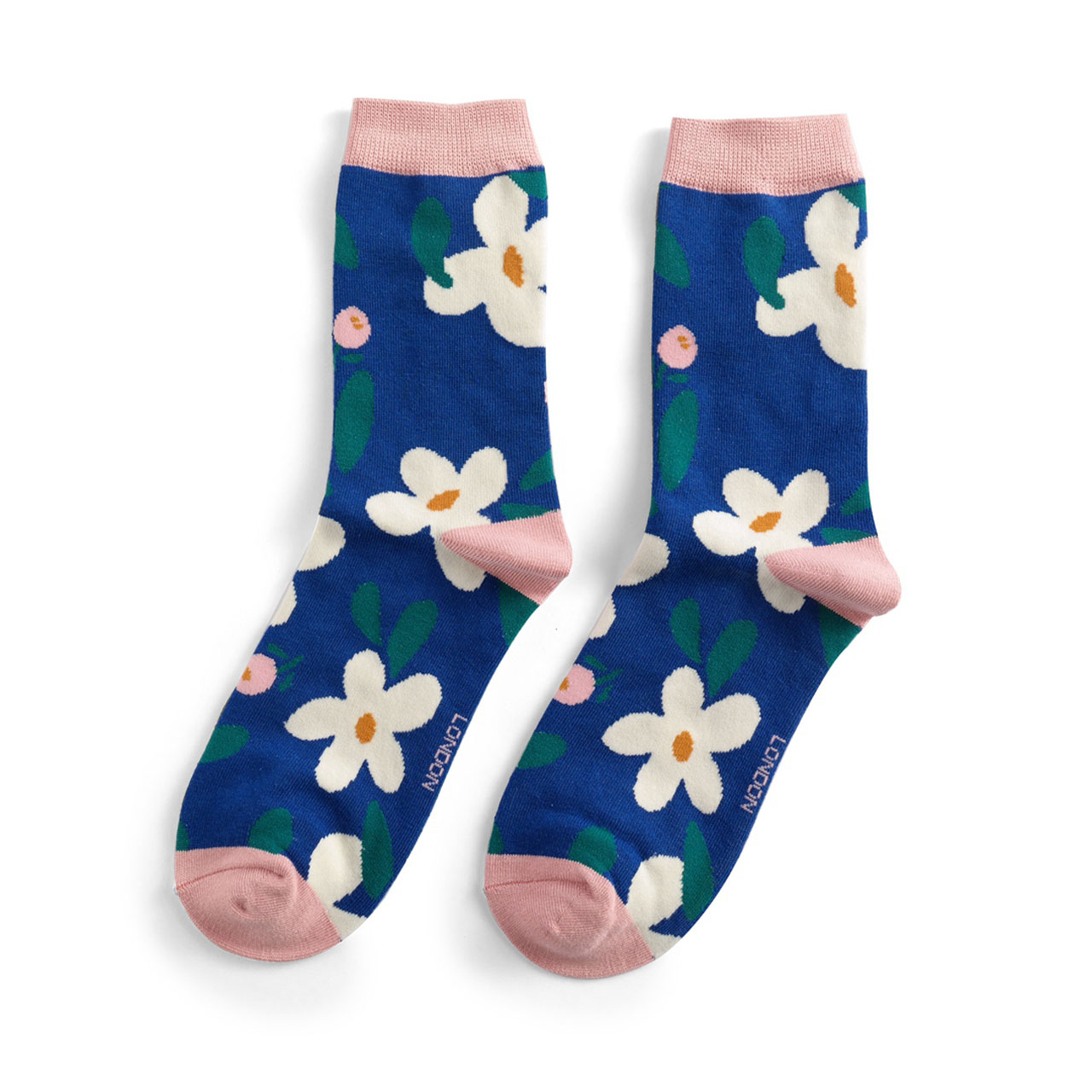 Miss Sparrow Socken Daisies blau