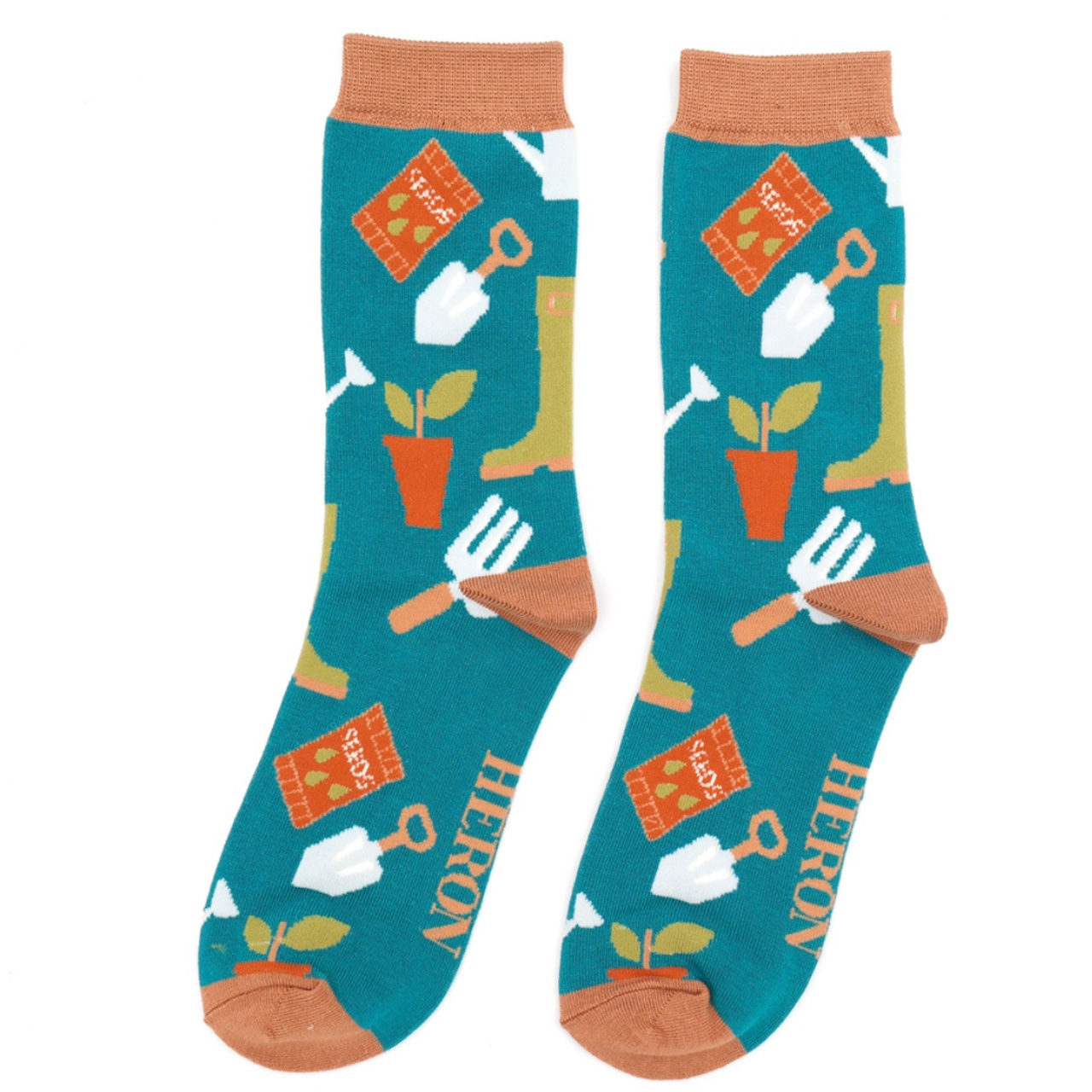 Mr. Heron Socken Gartenwerkzeuge grün