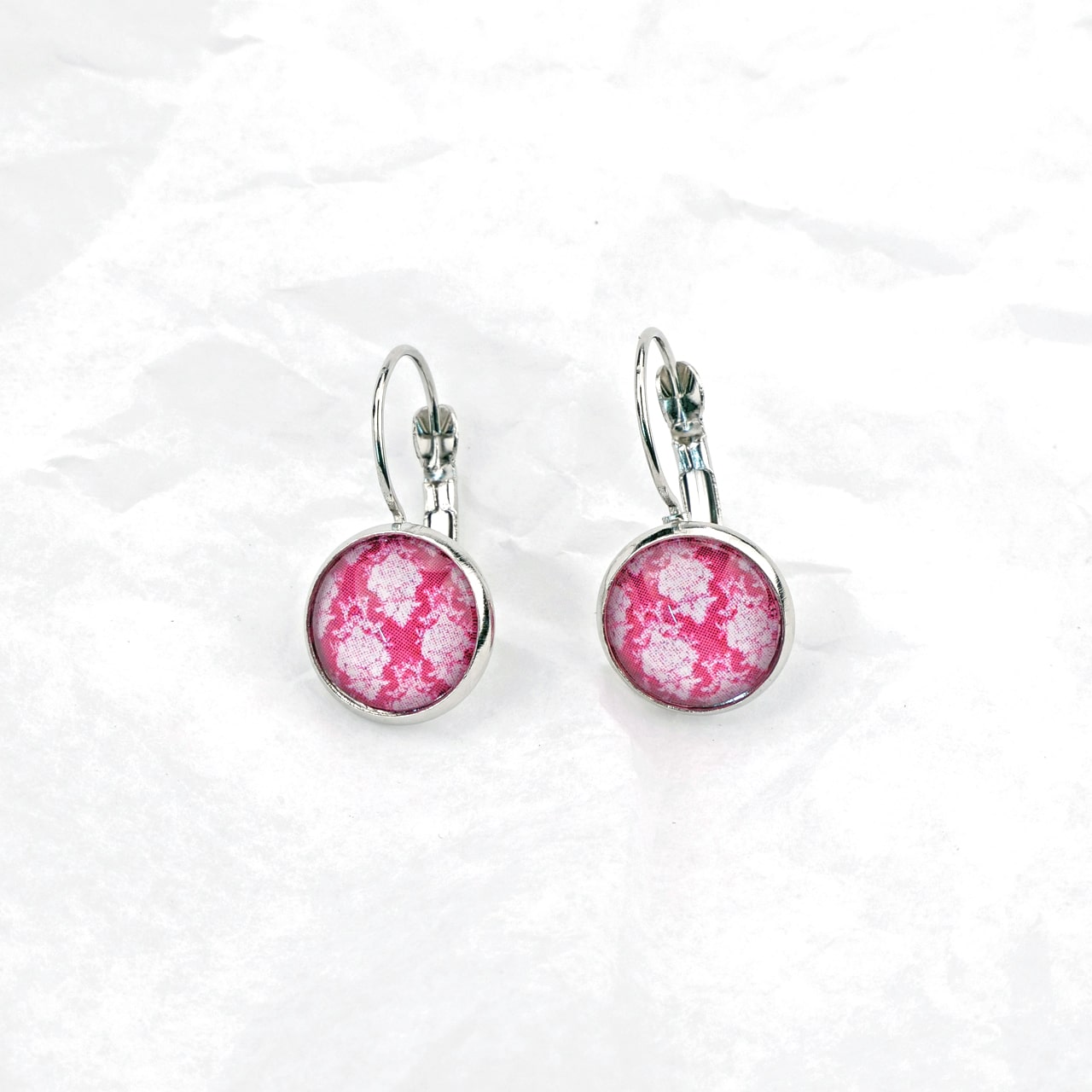 Ohrring Ornament pink/weiss
