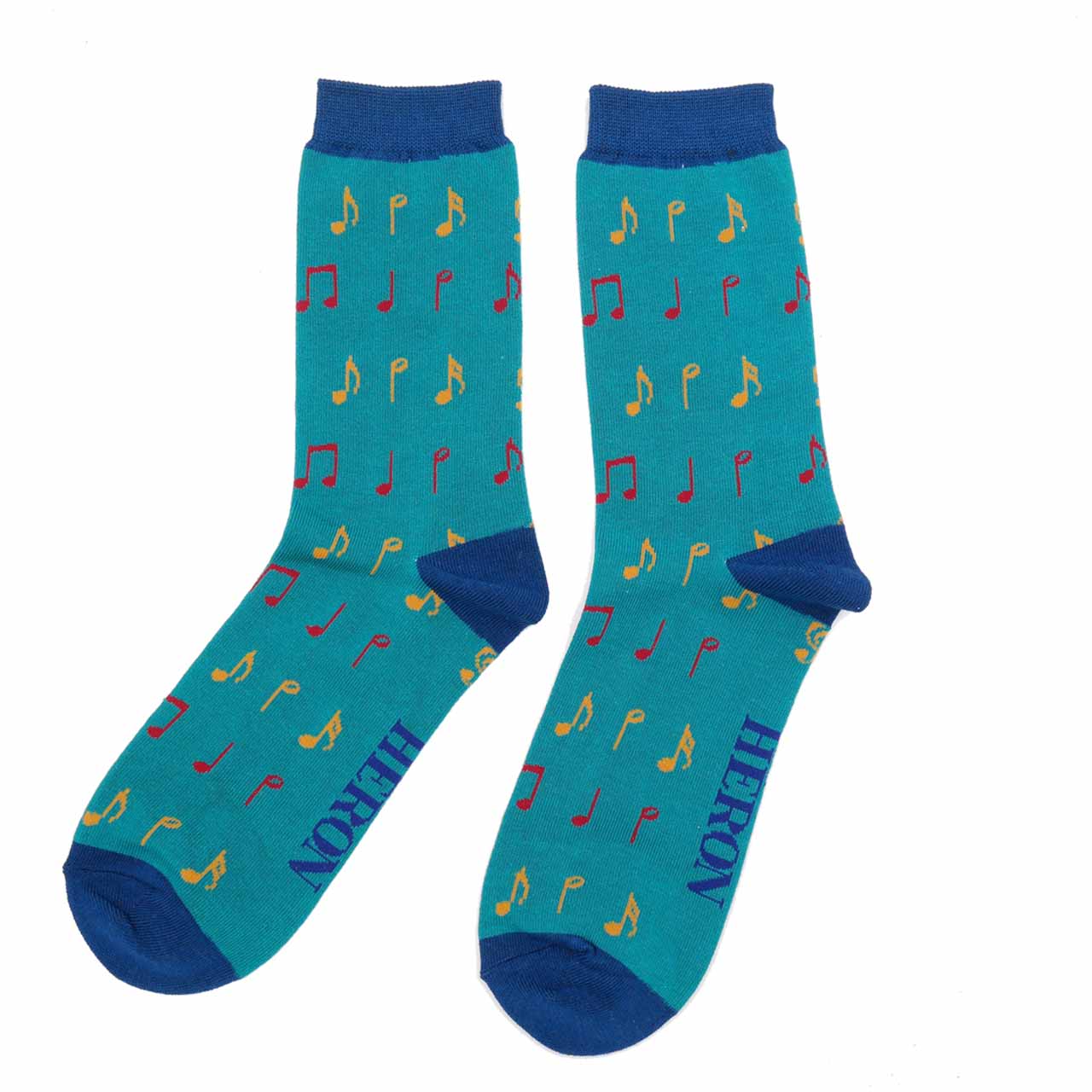 Mr. Heron Socken Musiknoten petrol