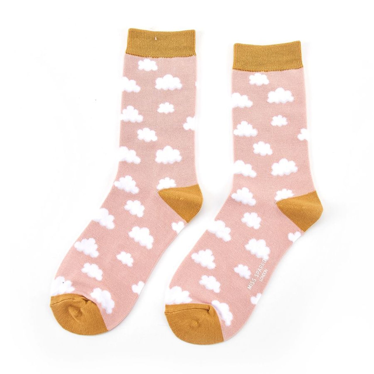 Miss Sparrow Socken Wolken rosa