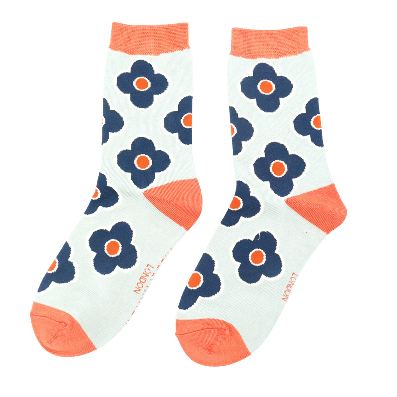 Miss Sparrow Socken Retro Blumen blau