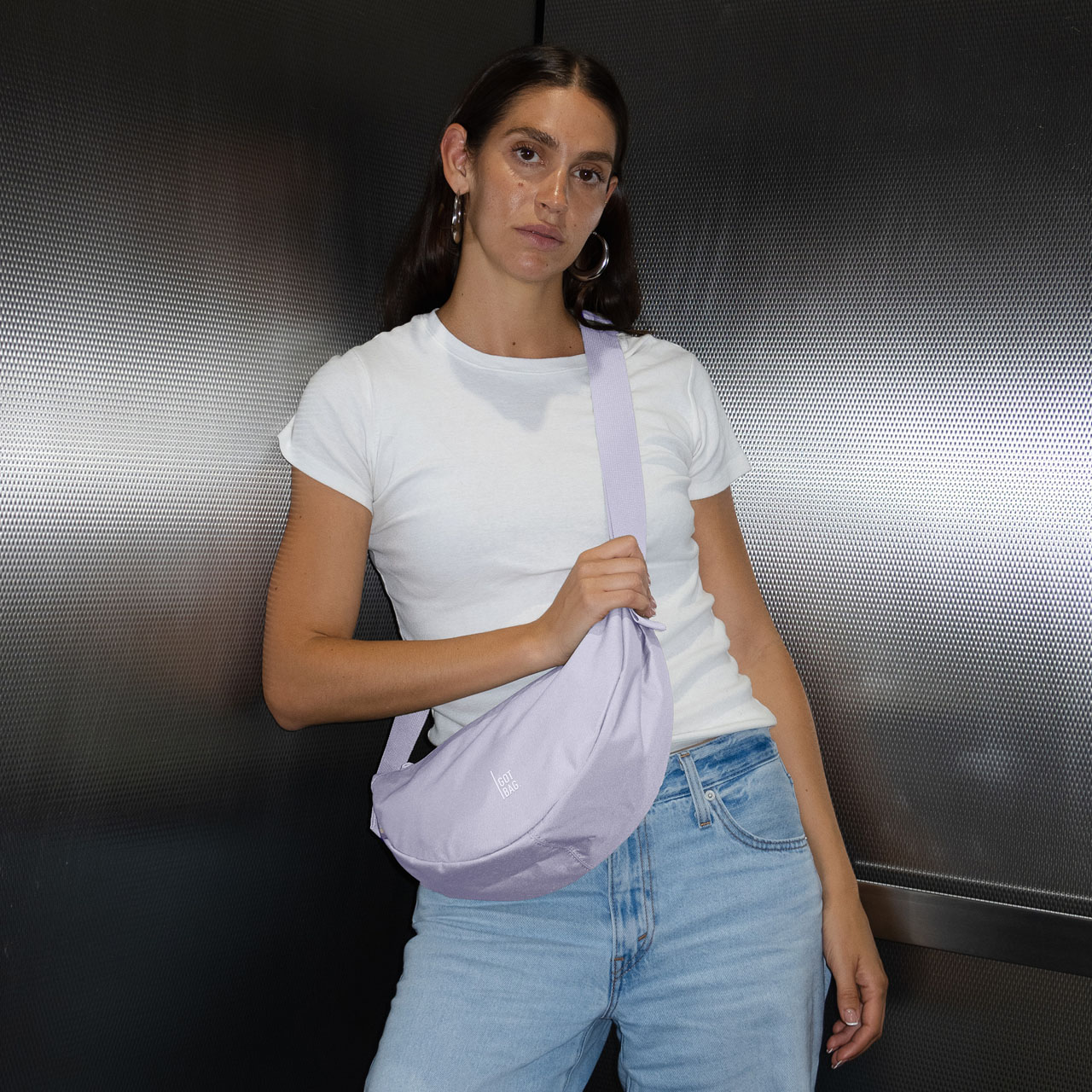 GOT BAG Moon Bag small purple coral mono Model 3