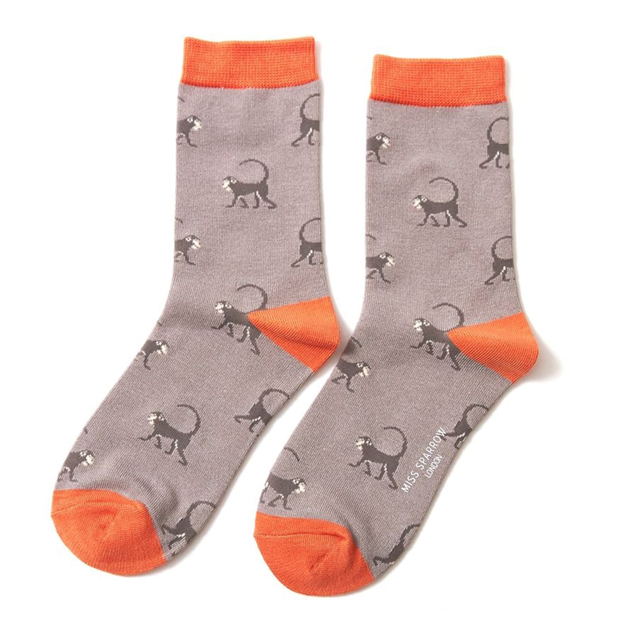 Miss Sparrow Socken Affen grau