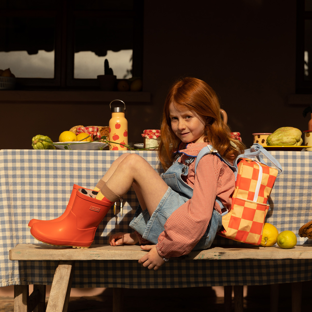 Sticky Lemon Kinder-Rucksack karo rot Model