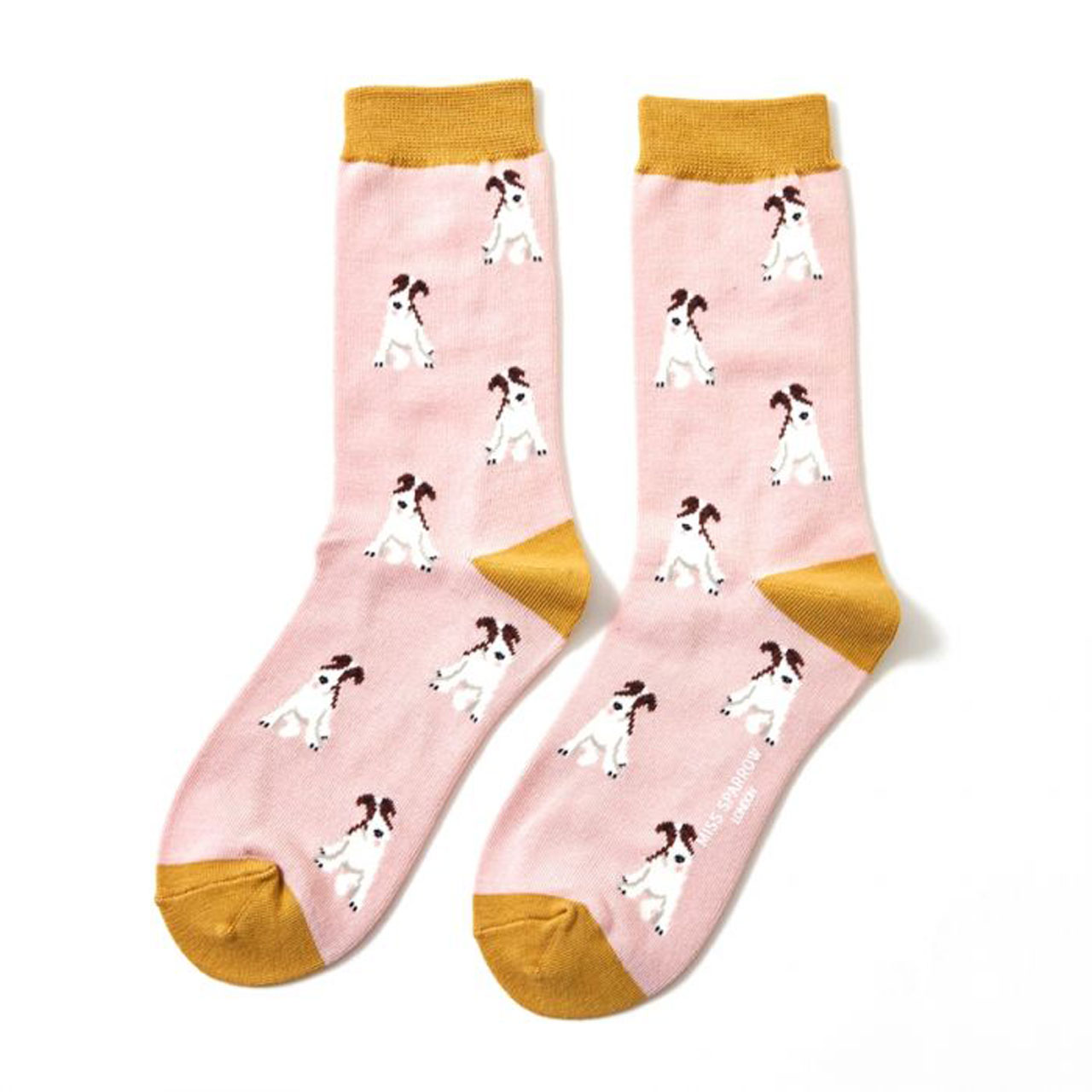 Miss Sparrow Socken Fox Terrier rosa