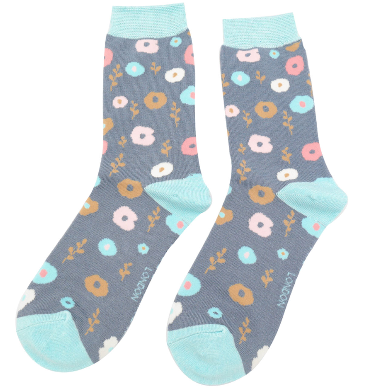 Miss Sparrow Socken Blumenmuster blau