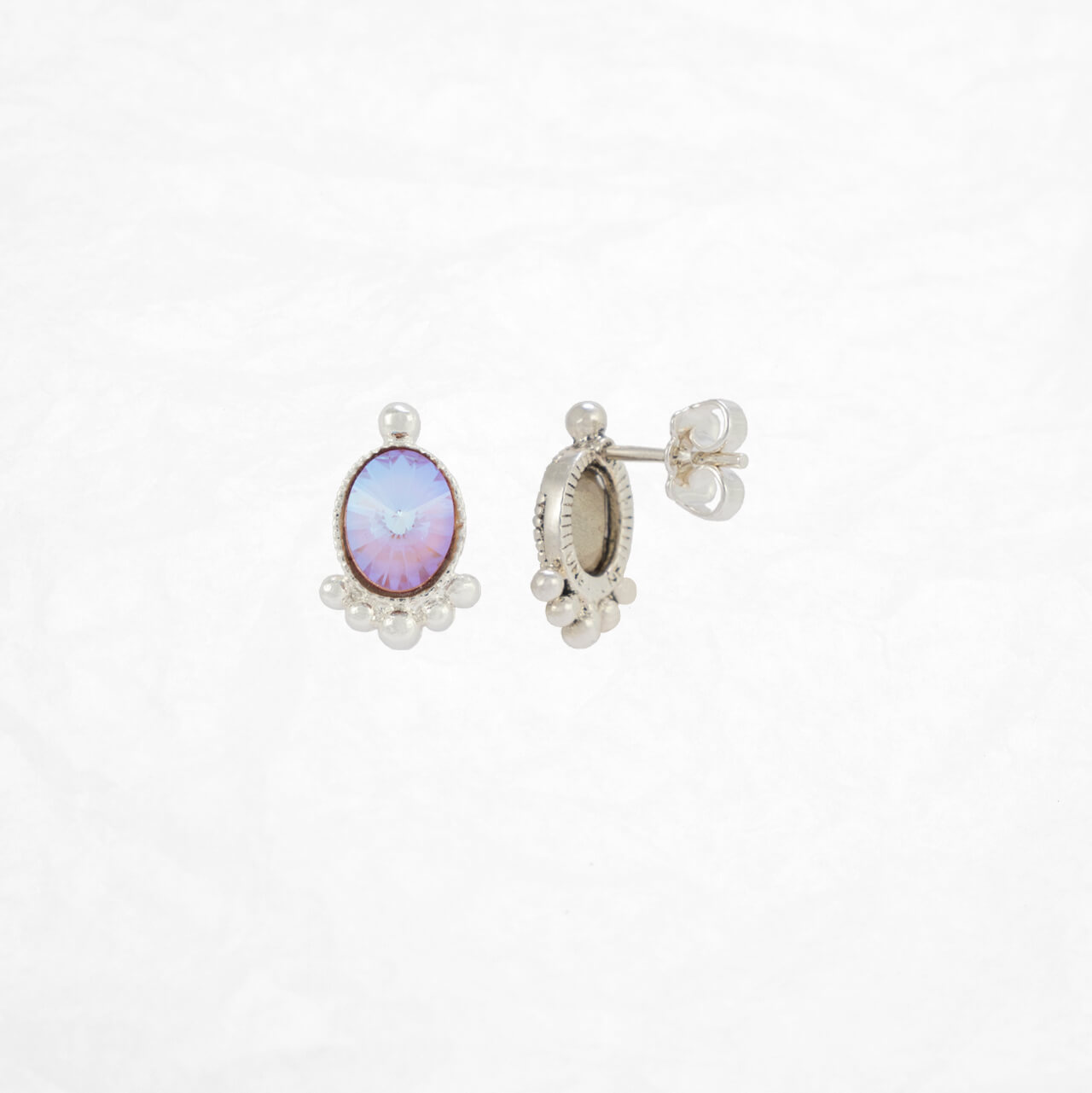 Une Ligne Ohrstecker oval versilbert cappucino delight front + back