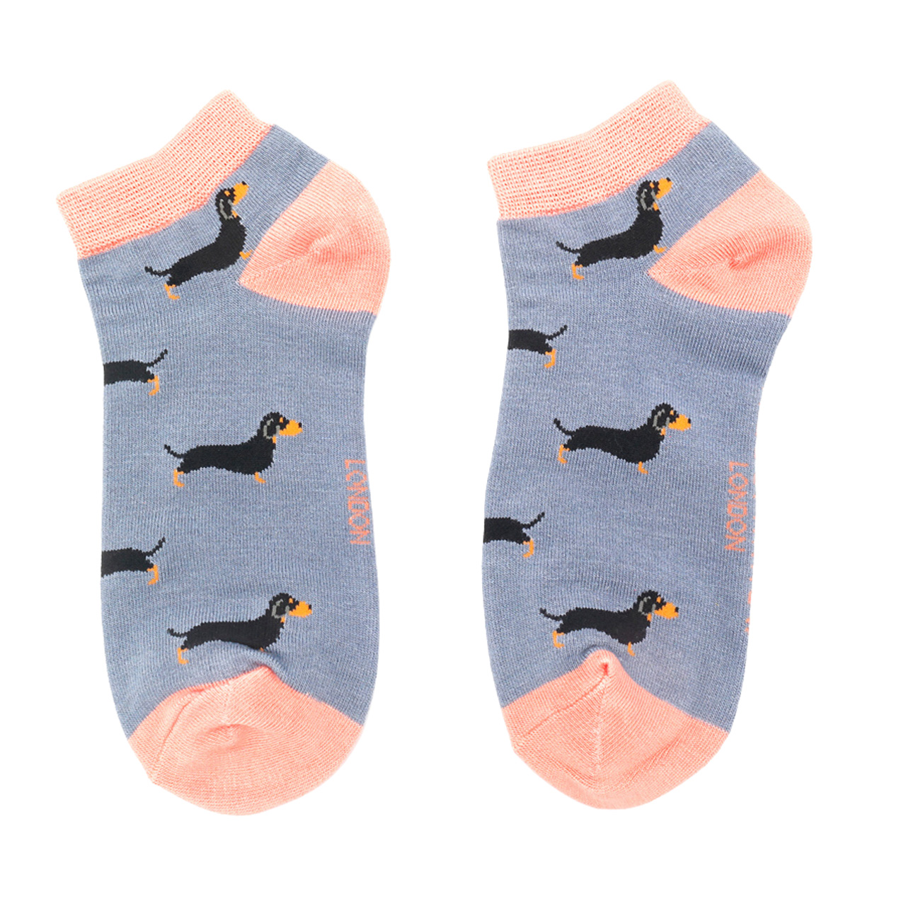 Miss Sparrow Socken low Dackel blau
