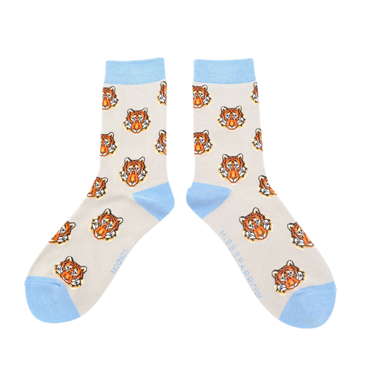 Miss Sparrow Socken Tiger grau