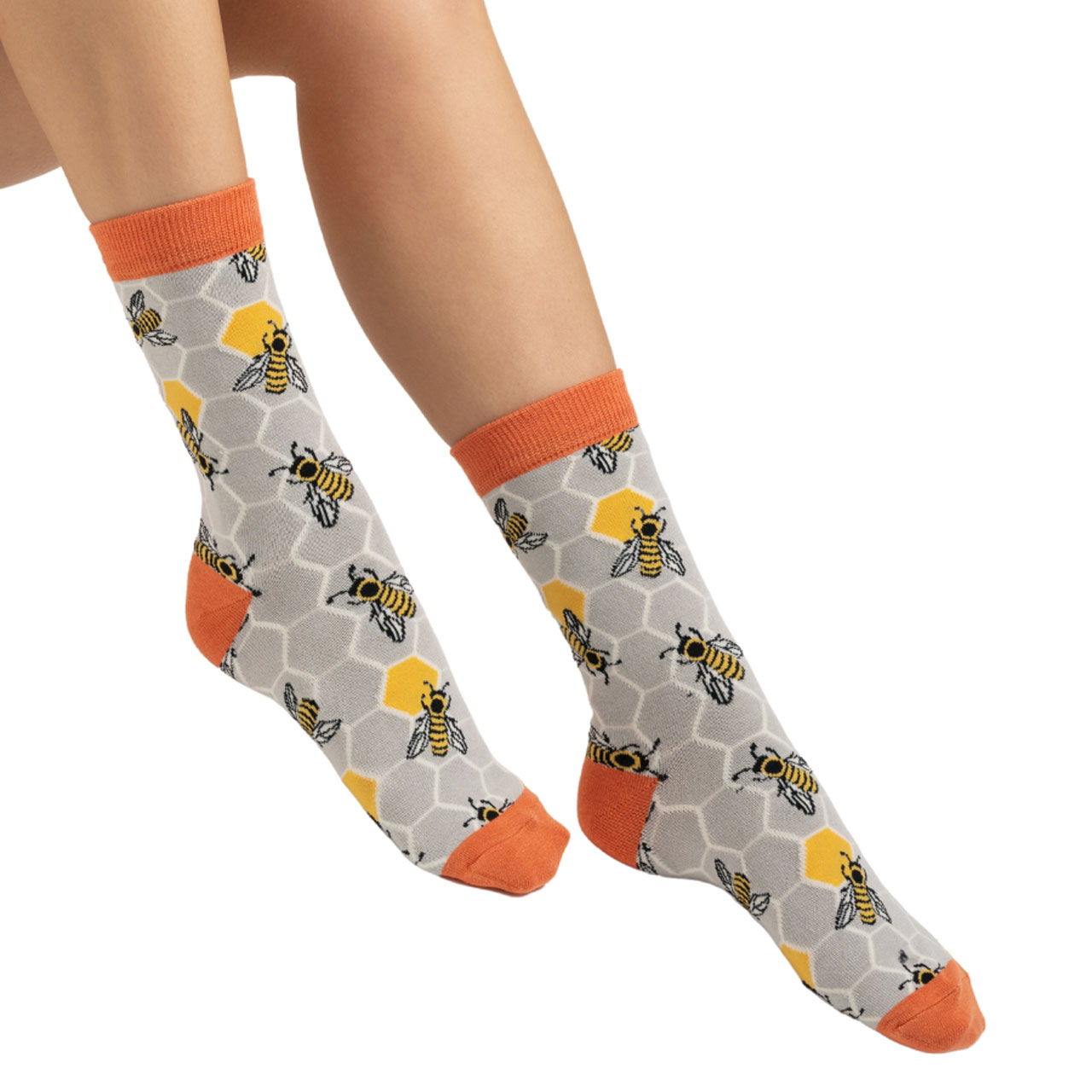Miss Sparrow Socken Bienenstock grau Model
