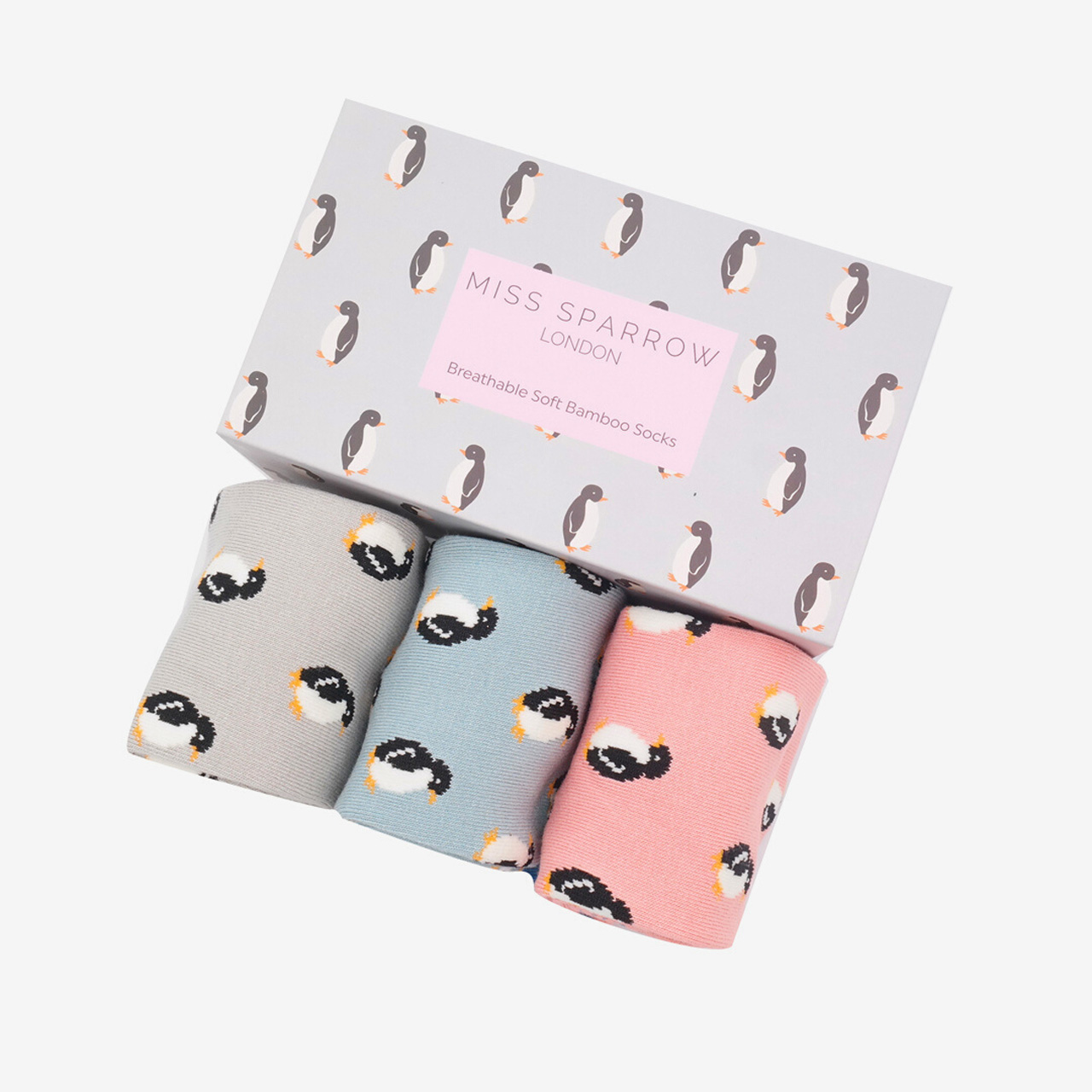 Miss Sparrow Socken Pinguine 3er Set mit Box