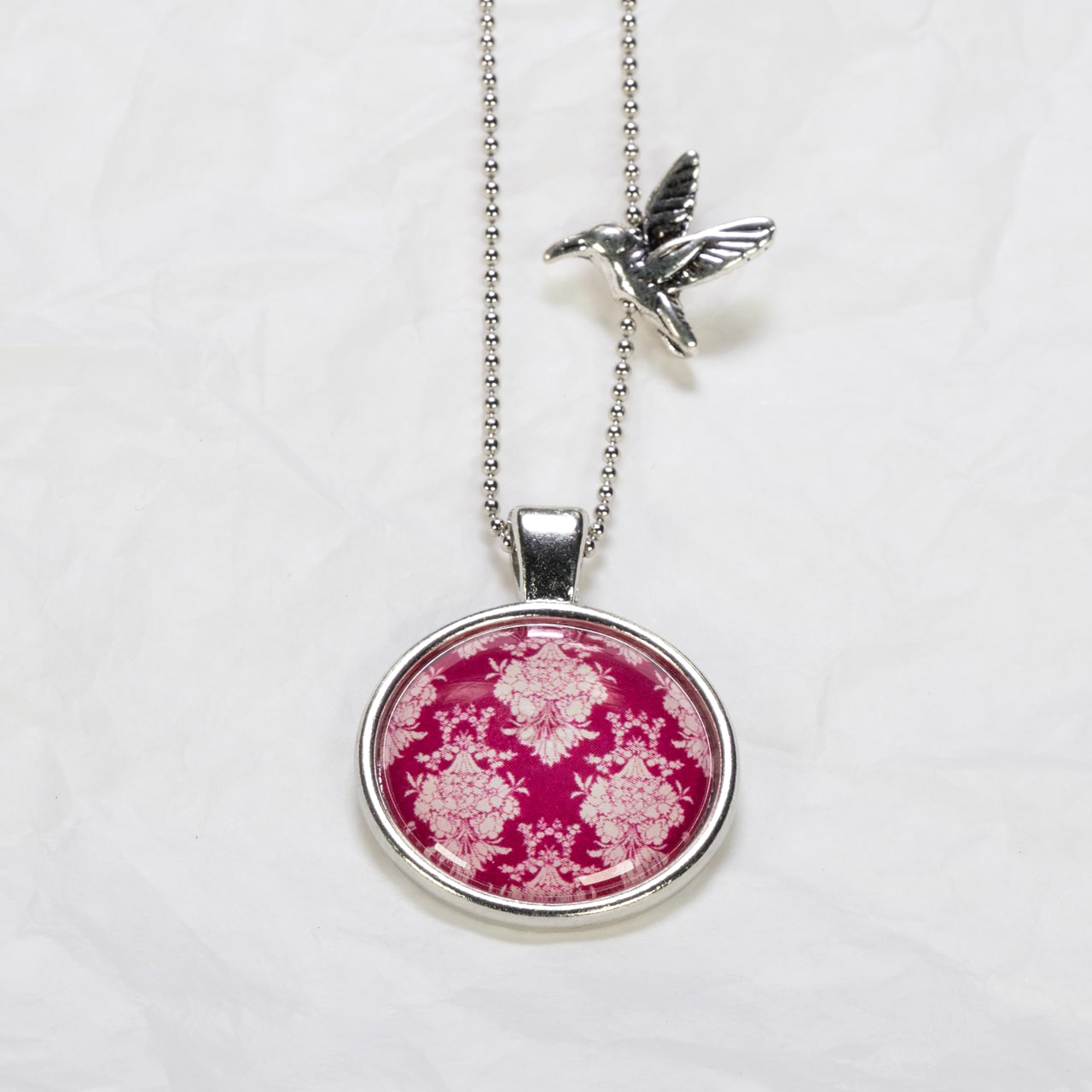 Medaillon-Halskette Ornament Magenta